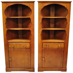 Vintage Vtg Maple Cushman Colonial Corner China Cabinet Cupboard J.B Van Sciver, a Pair