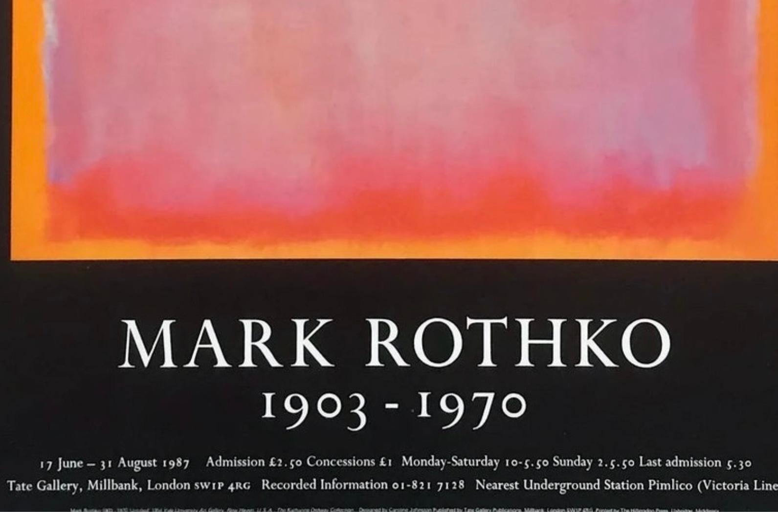 Vtg Mark Rothko MCM 1987 Abstract Lithograph Tate Gallery Exhibition Poster OOP For Sale 9