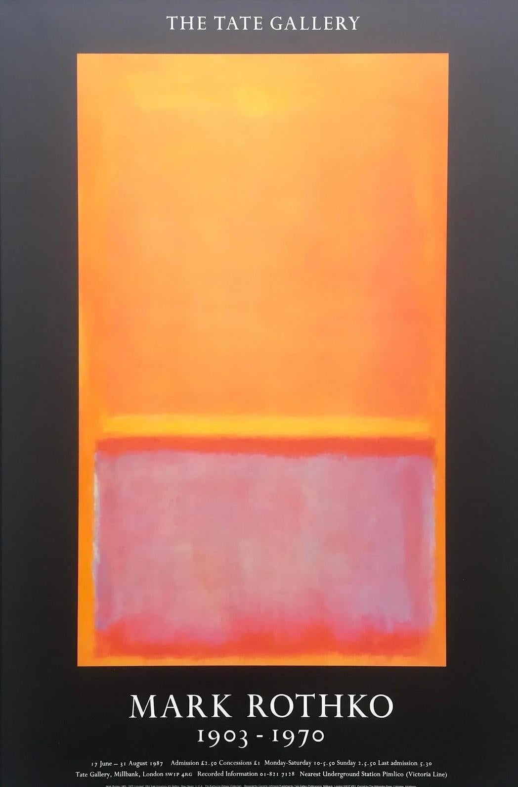 Vtg Mark Rothko MCM 1987 Abstract Lithograph Tate Gallery Exhibition Poster OOP For Sale 3