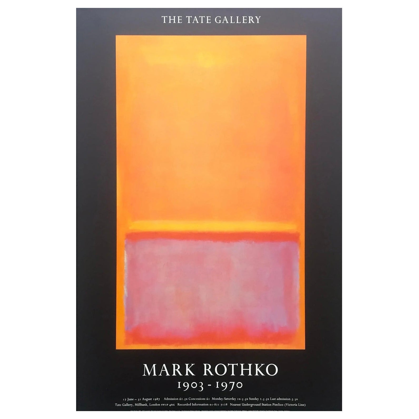 Vtg Mark Rothko MCM 1987 Abstract Lithograph Tate Gallery Exhibition Poster OOP For Sale