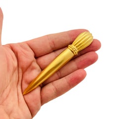 Vtg matte gold Etruskische Bar-Designer-Laufstegbrosche