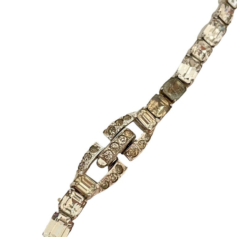 Vtg MAZER signed silver rhinestone designer necklace For