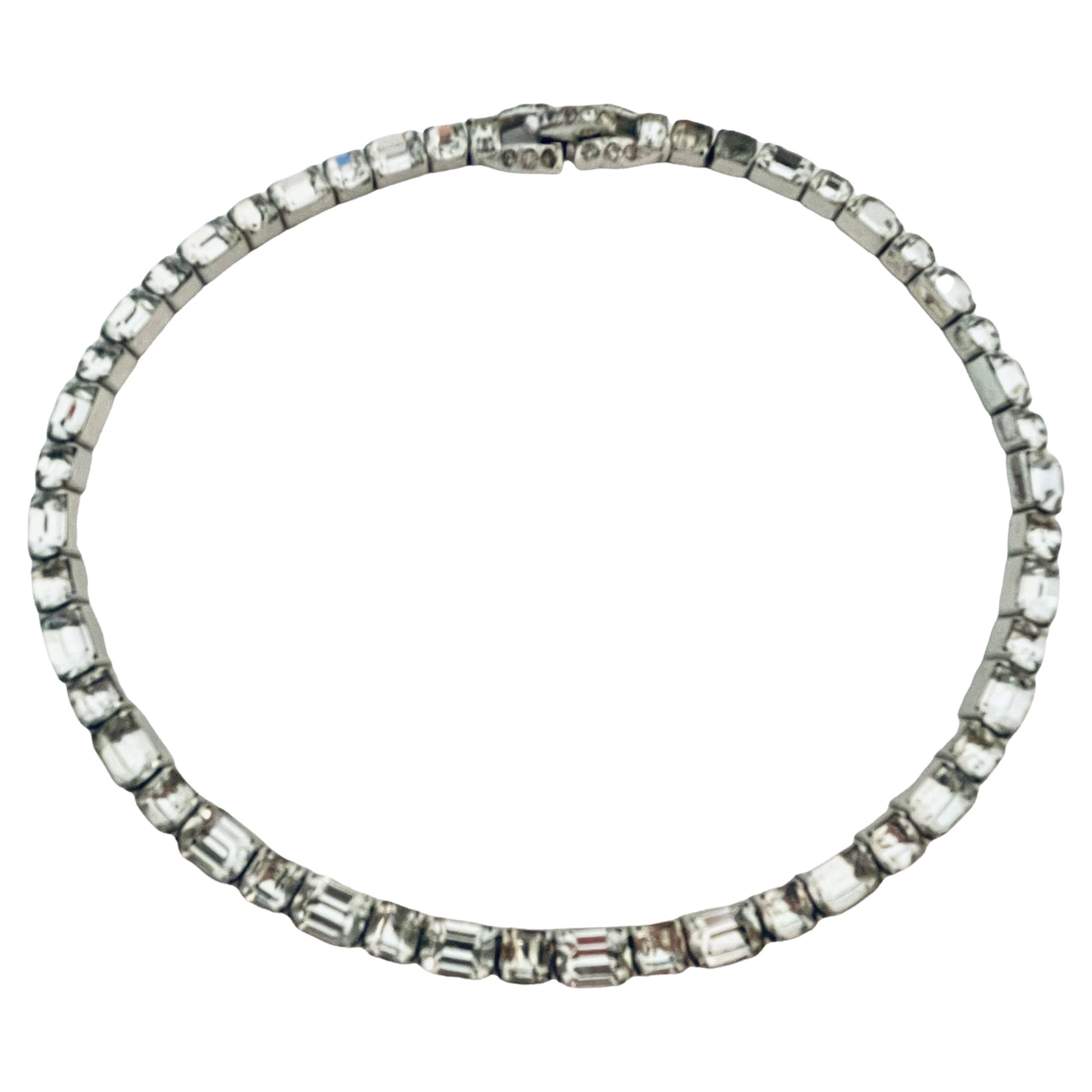 Vtg MAZER Bros. signed silver rhinestone designer necklace For Sale