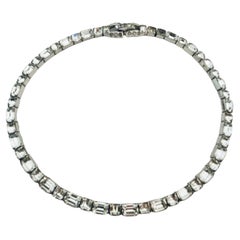 Vtg MAZER Bros. firmado collar de plata con diamantes de imitación de diseño