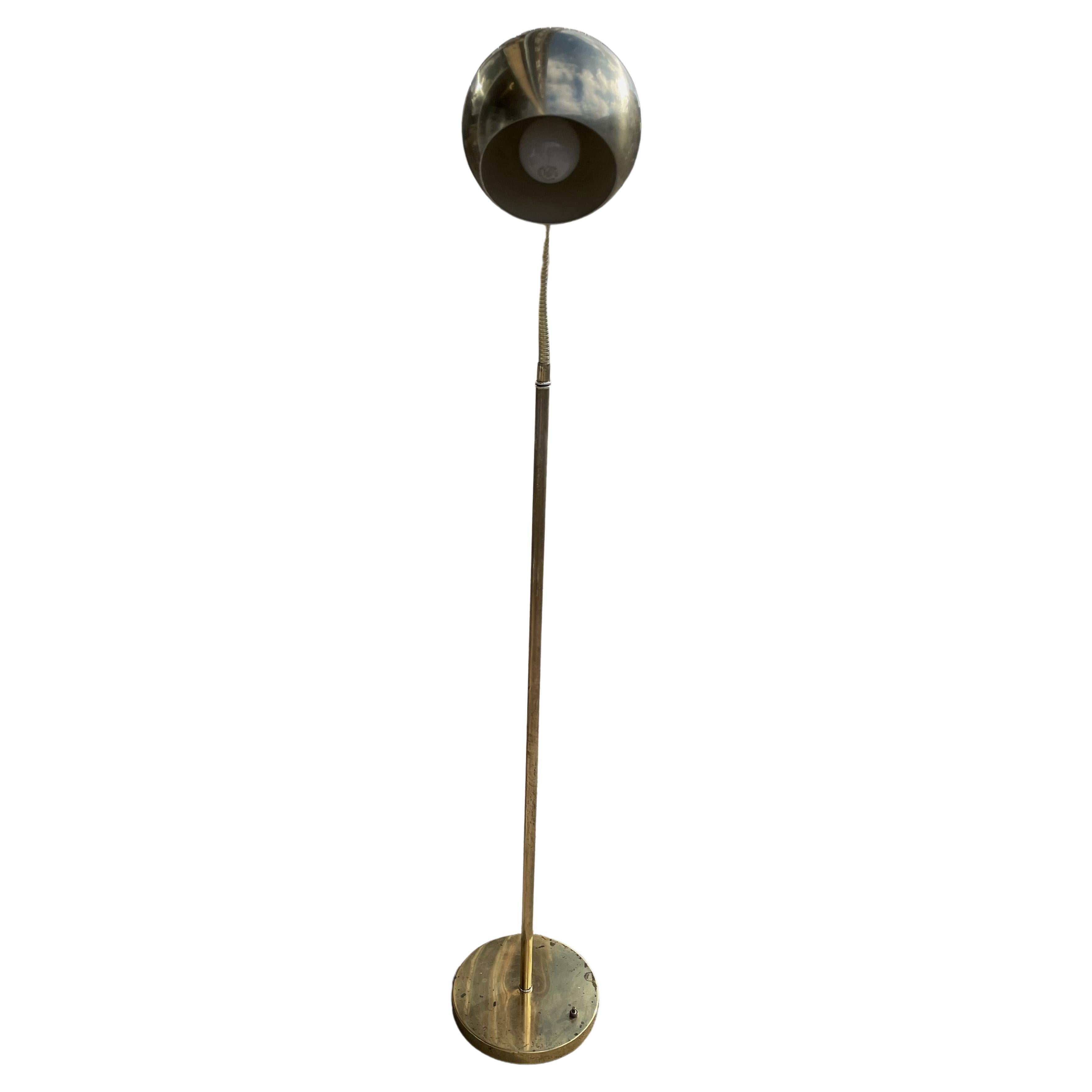 Inconnu Vtg Mid Century Brass Plated Gooseneck Floor Lamp Working en vente