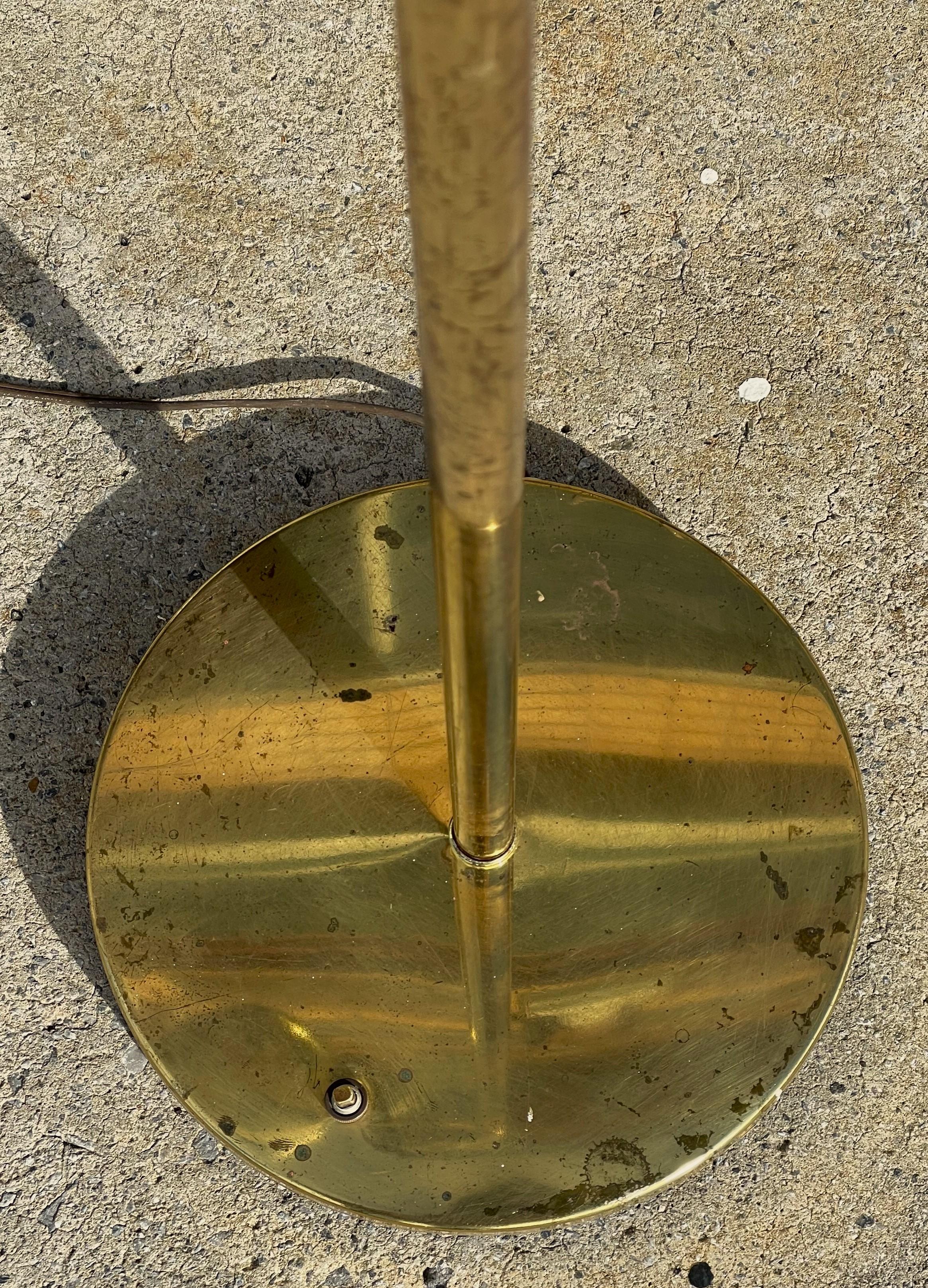 Metal Vtg Mid Century Brass Plated Gooseneck Floor Lamp Working  For Sale