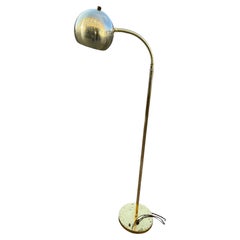 Used Vtg Mid Century Brass Plated Gooseneck Floor Lamp Working 