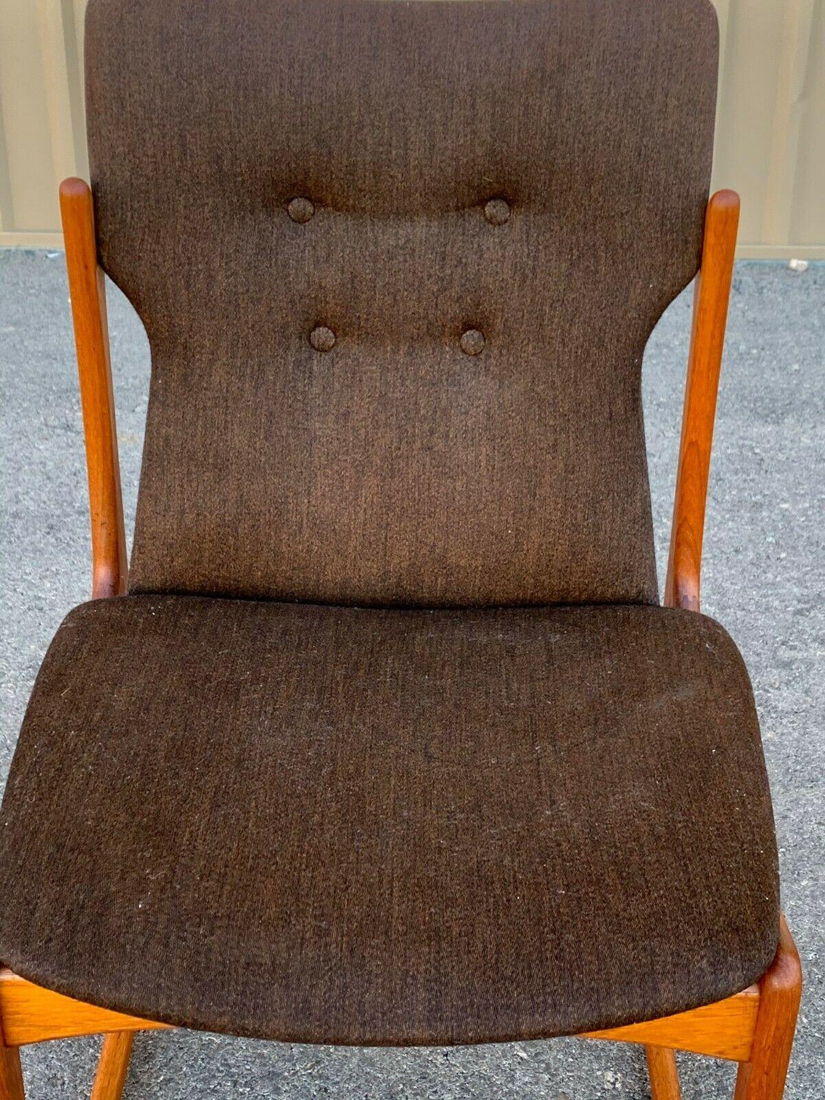 VTG Mid Century Danish Modern Dining Chairs Set 6 Solid Teak Original Upholstery In Fair Condition In Las Vegas, NV