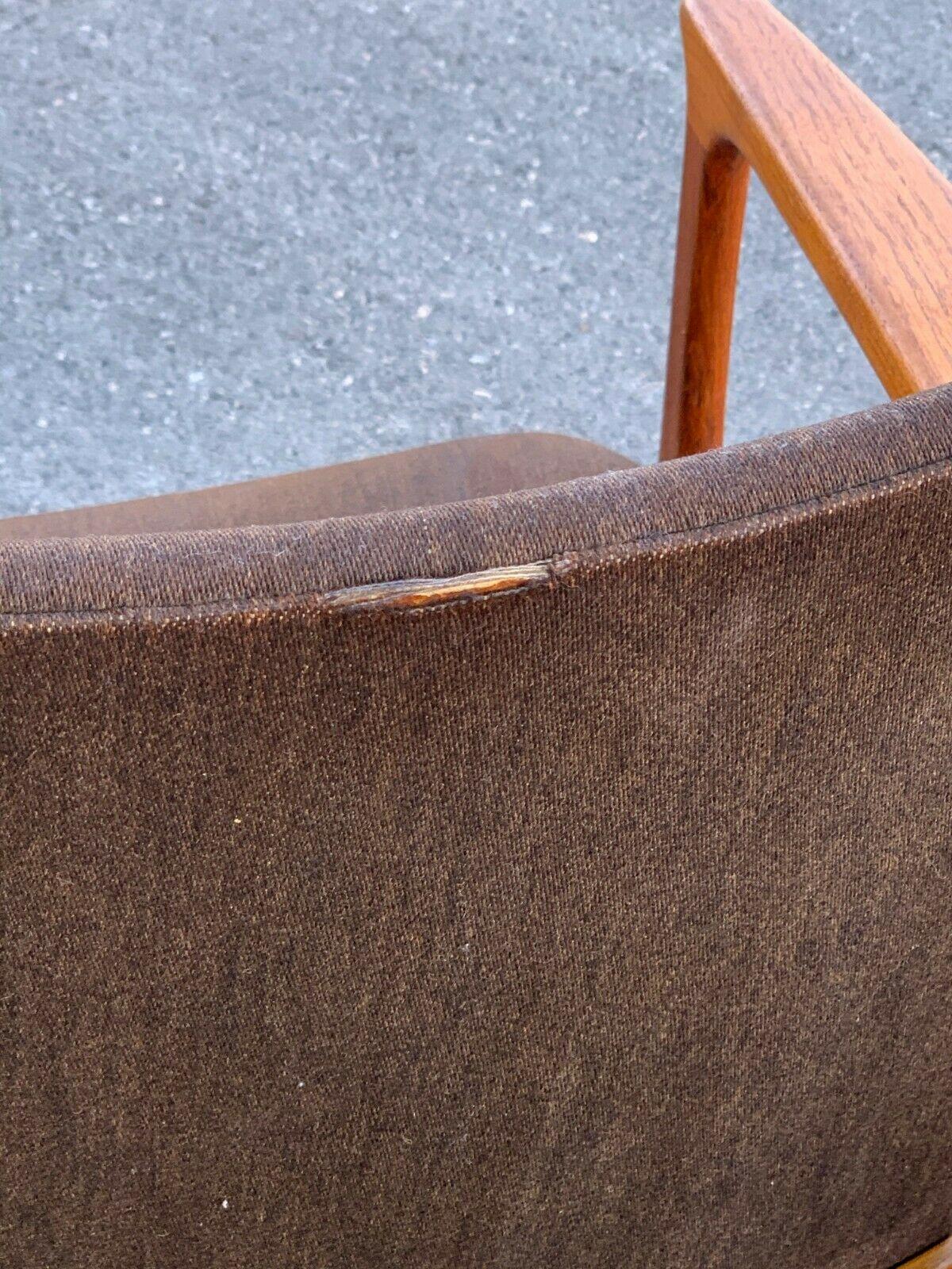 VTG Mid Century Danish Modern Dining Chairs Set 6 Solid Teak Original Upholstery 3