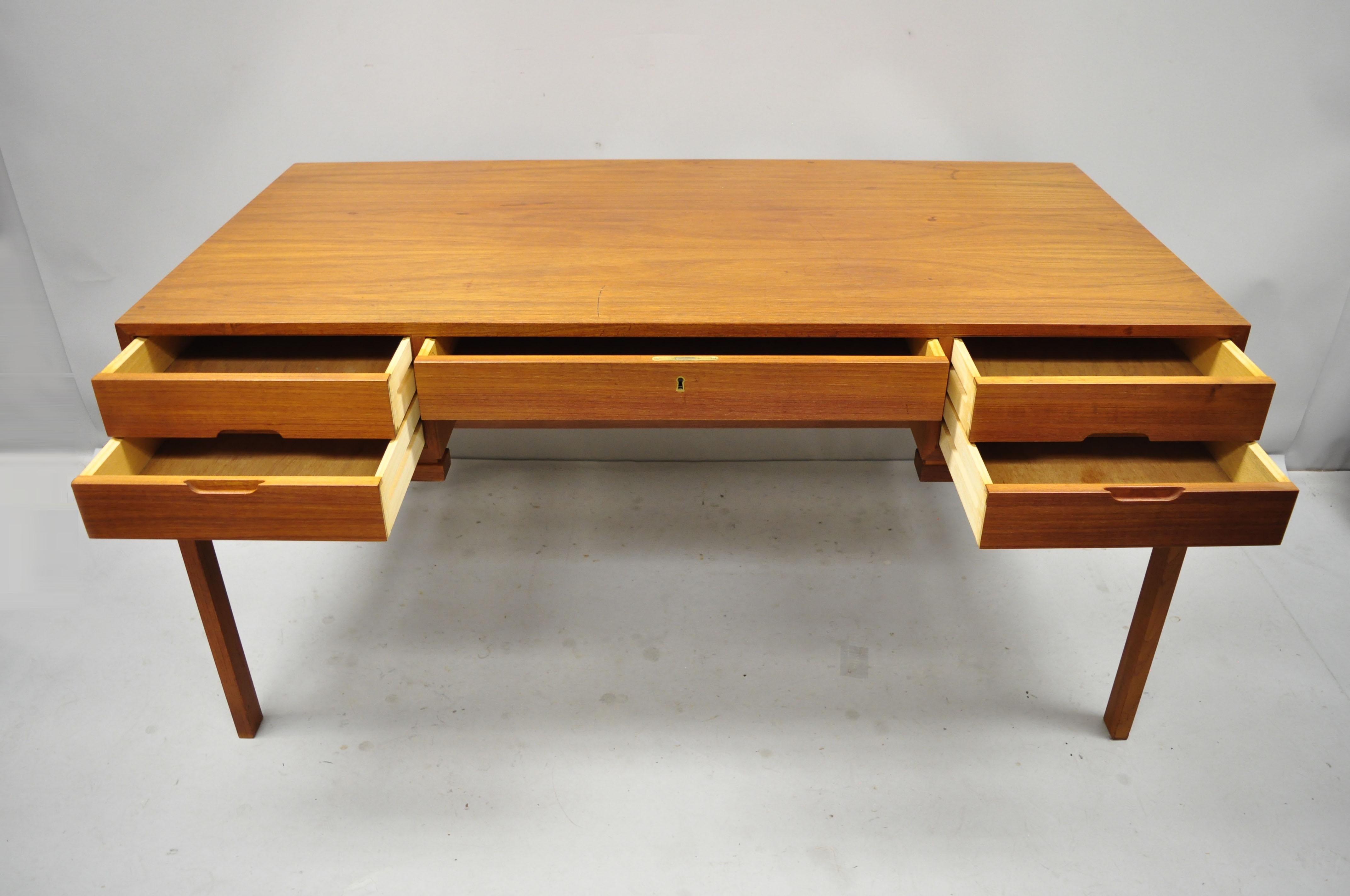 Mid-Century Modern Midcentury Danish Modern Teak Wood Floating Top Writing Desk with Cubby Back