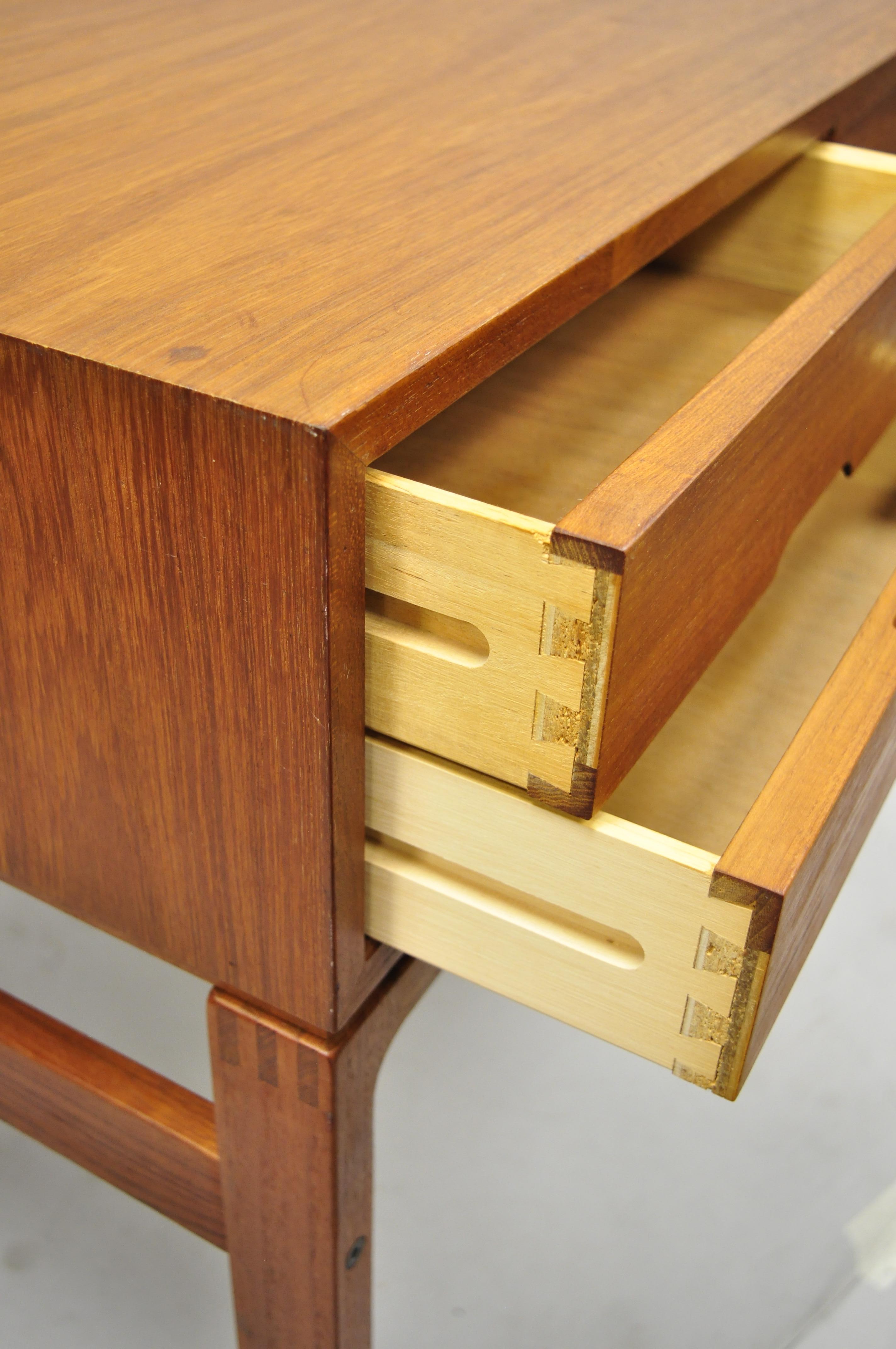 Midcentury Danish Modern Teak Wood Floating Top Writing Desk with Cubby Back 2