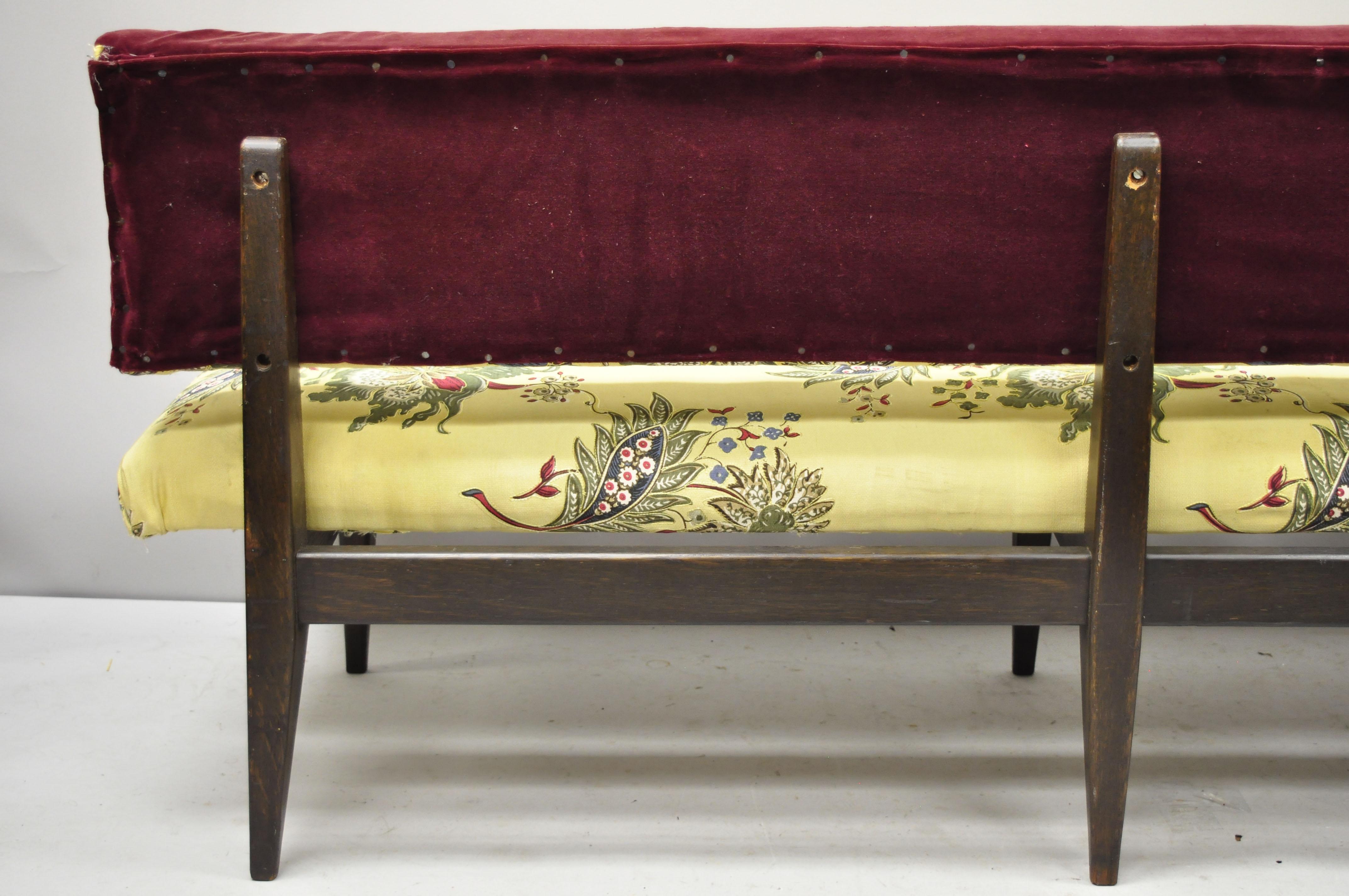 Banc de banquette en bois de chêne italien moderne du milieu du siècle dernier d'après Paolo Buffa 4
