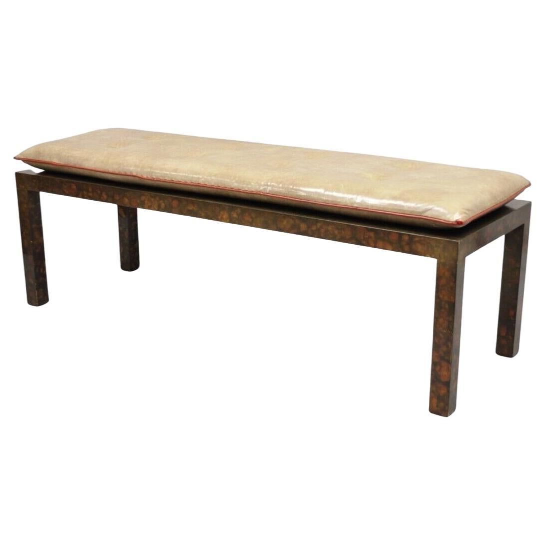 Vtg Table banc 54" style Parsons en laque d'écaille Brown Mid Century Modern