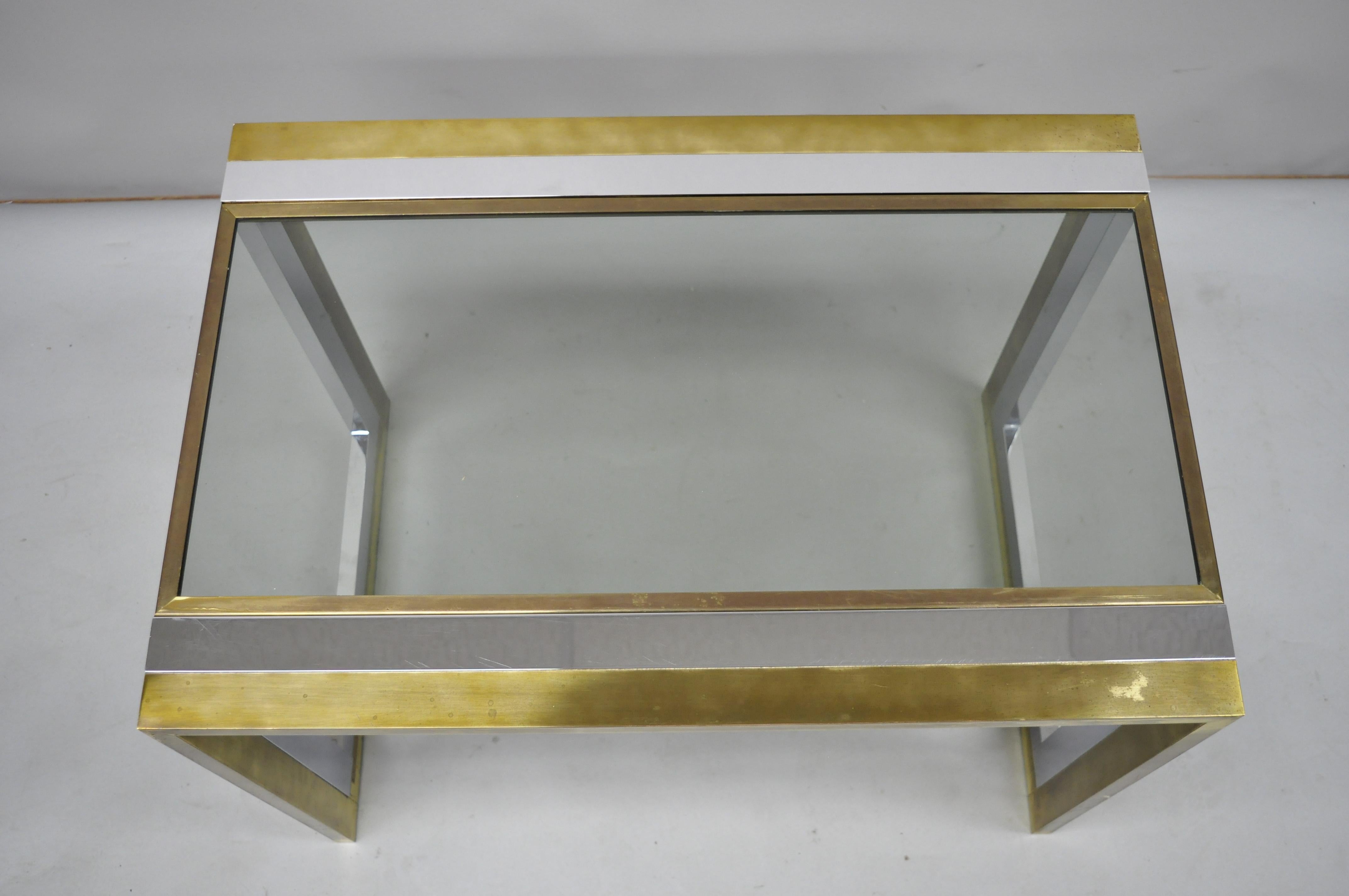 Mid-Century Modern Chrome Brass Glass Waterfall Side Table by Messin Finland For Sale 5