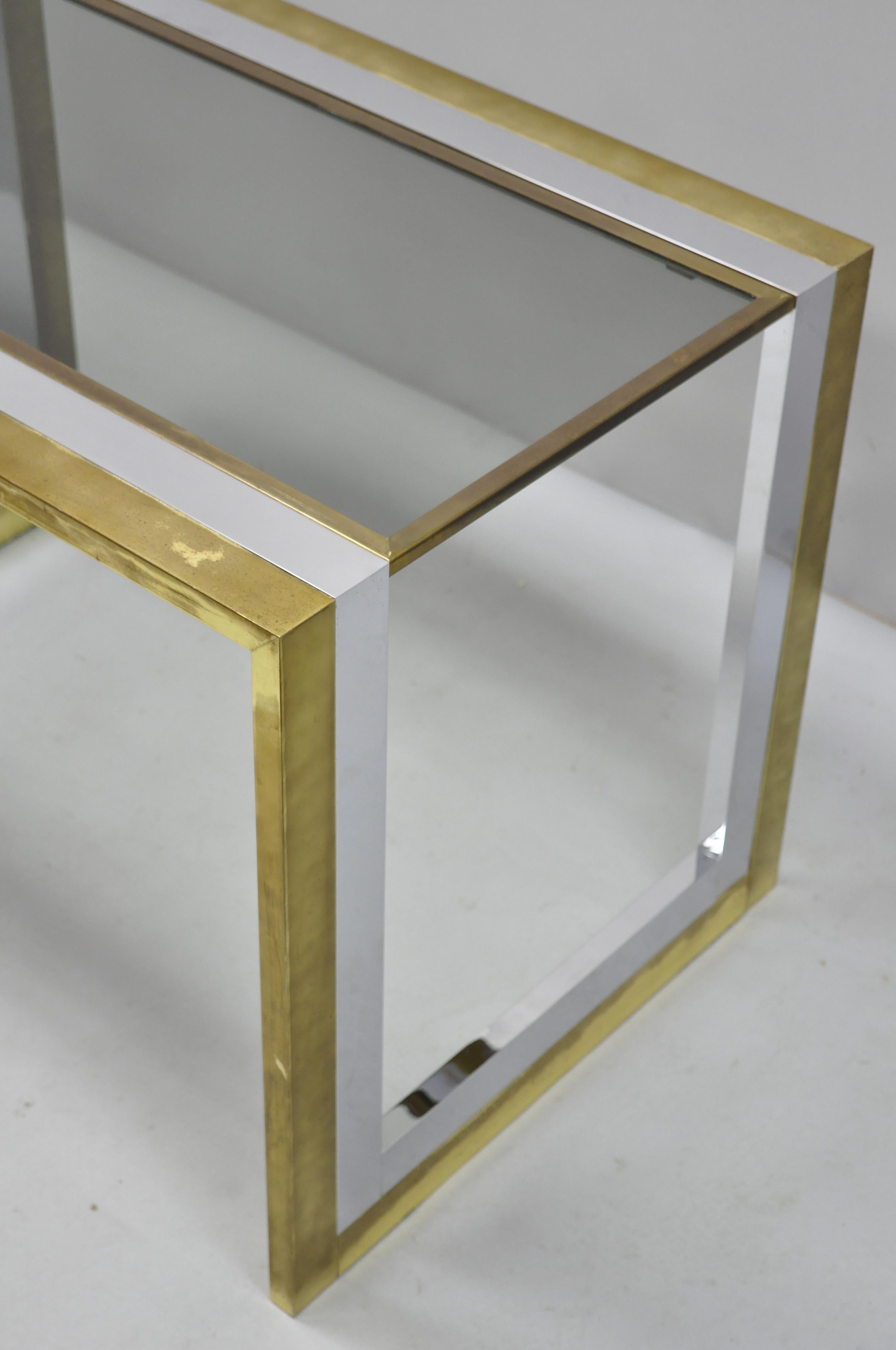 Mid-Century Modern Chrome Brass Glass Waterfall Side Table by Messin Finland In Good Condition For Sale In Philadelphia, PA