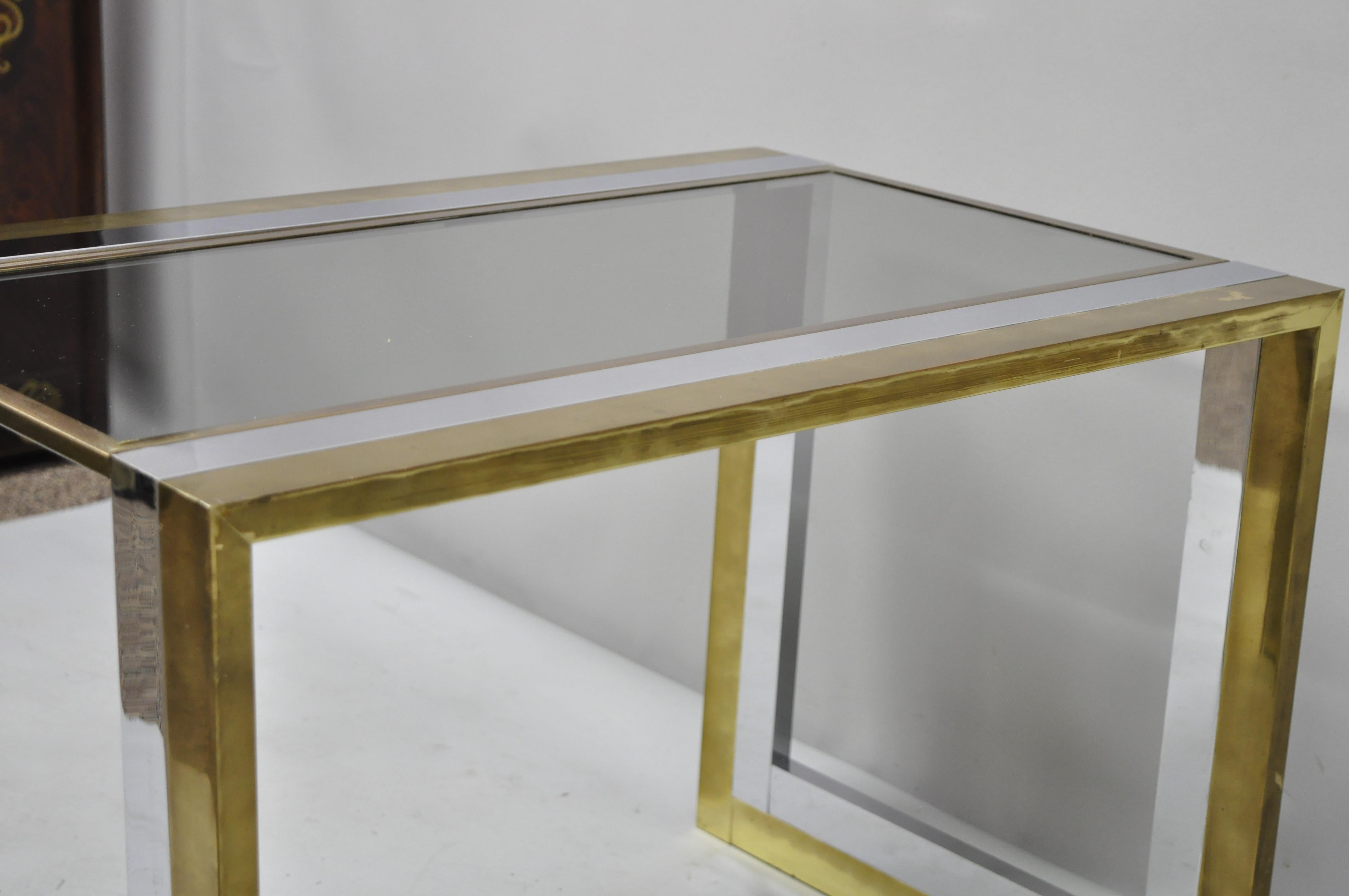 Mid-Century Modern Chrome Brass Glass Waterfall Side Table by Messin Finland For Sale 3