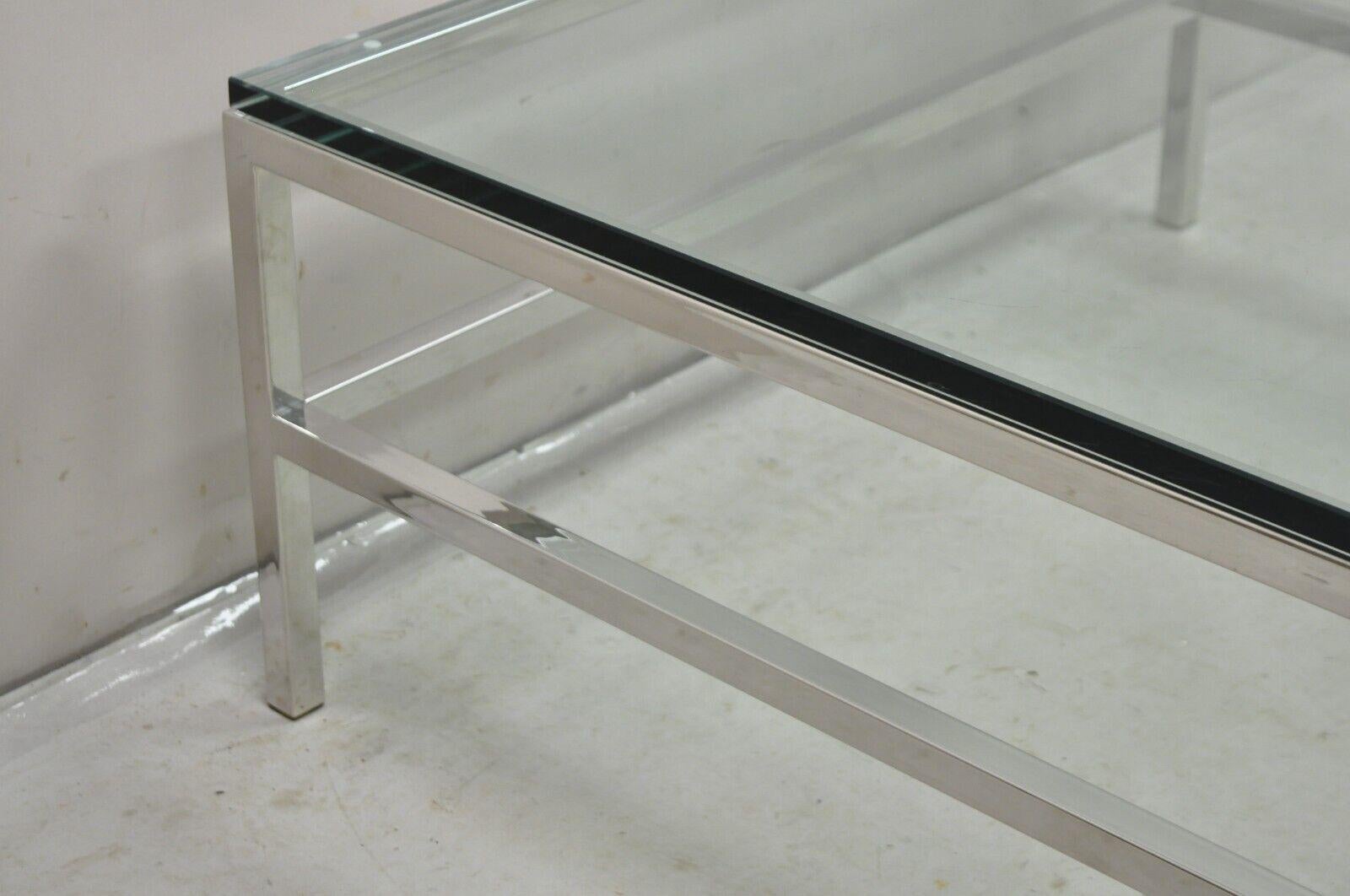 Quadratischer Couchtisch aus Chrom und Glas im Milo Baughman-Stil, Vtg, Mid-Century Modern im Zustand „Gut“ im Angebot in Philadelphia, PA