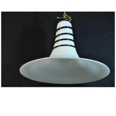 Vtg Mid Century Modern Murano Blown Glass Bell Pendant Chandelier Light Fixture