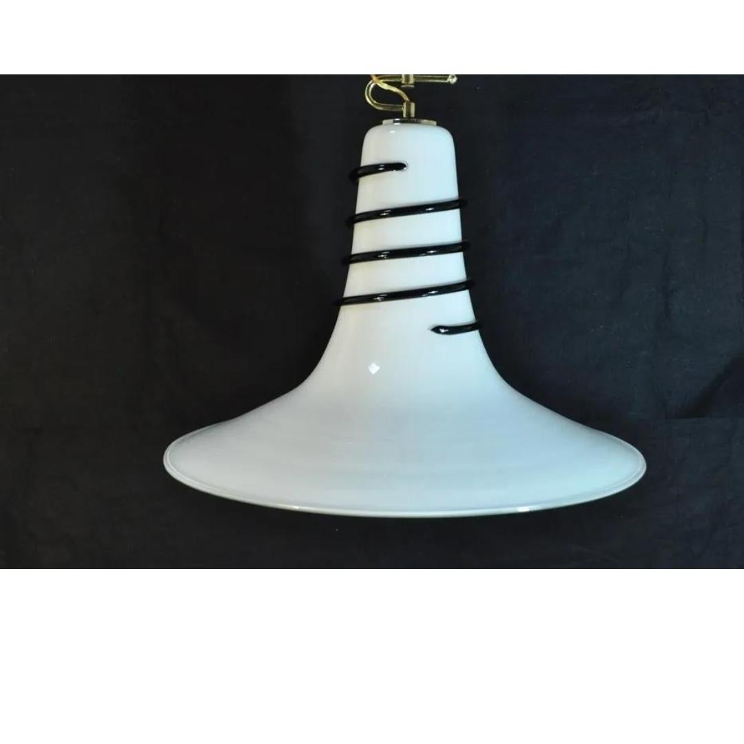 Mid-Century Modern Vtg Mid Century Modern Murano Blown Glass Bell Pendant Chandelier Light Fixture For Sale