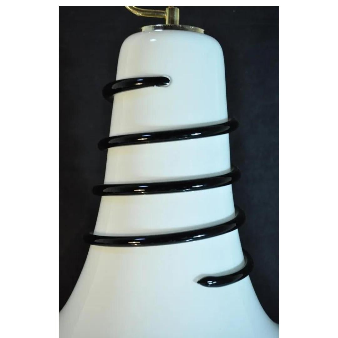 Late 20th Century Vtg Mid Century Modern Murano Blown Glass Bell Pendant Chandelier Light Fixture For Sale