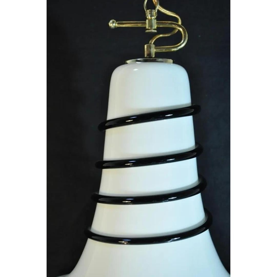 Vtg Mid Century Modern Murano Blown Glass Bell Pendant Chandelier Light Fixture For Sale 1