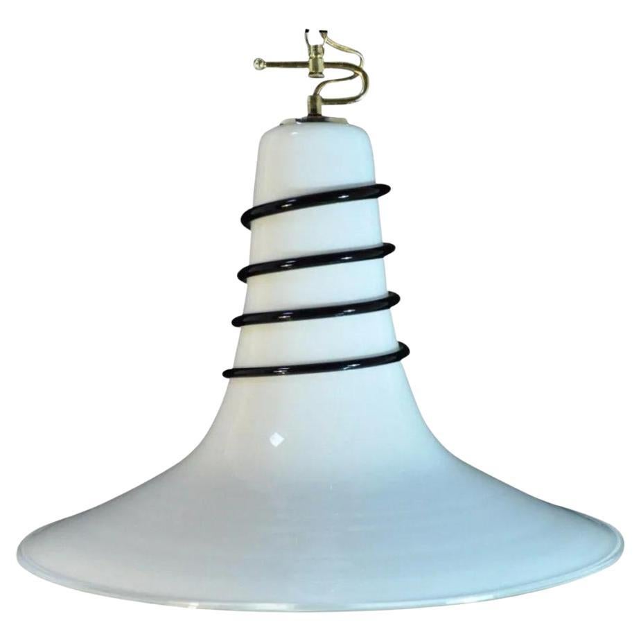Vtg Mid Century Modern Murano Blown Glass Bell Bell Chandelier Light Fixture