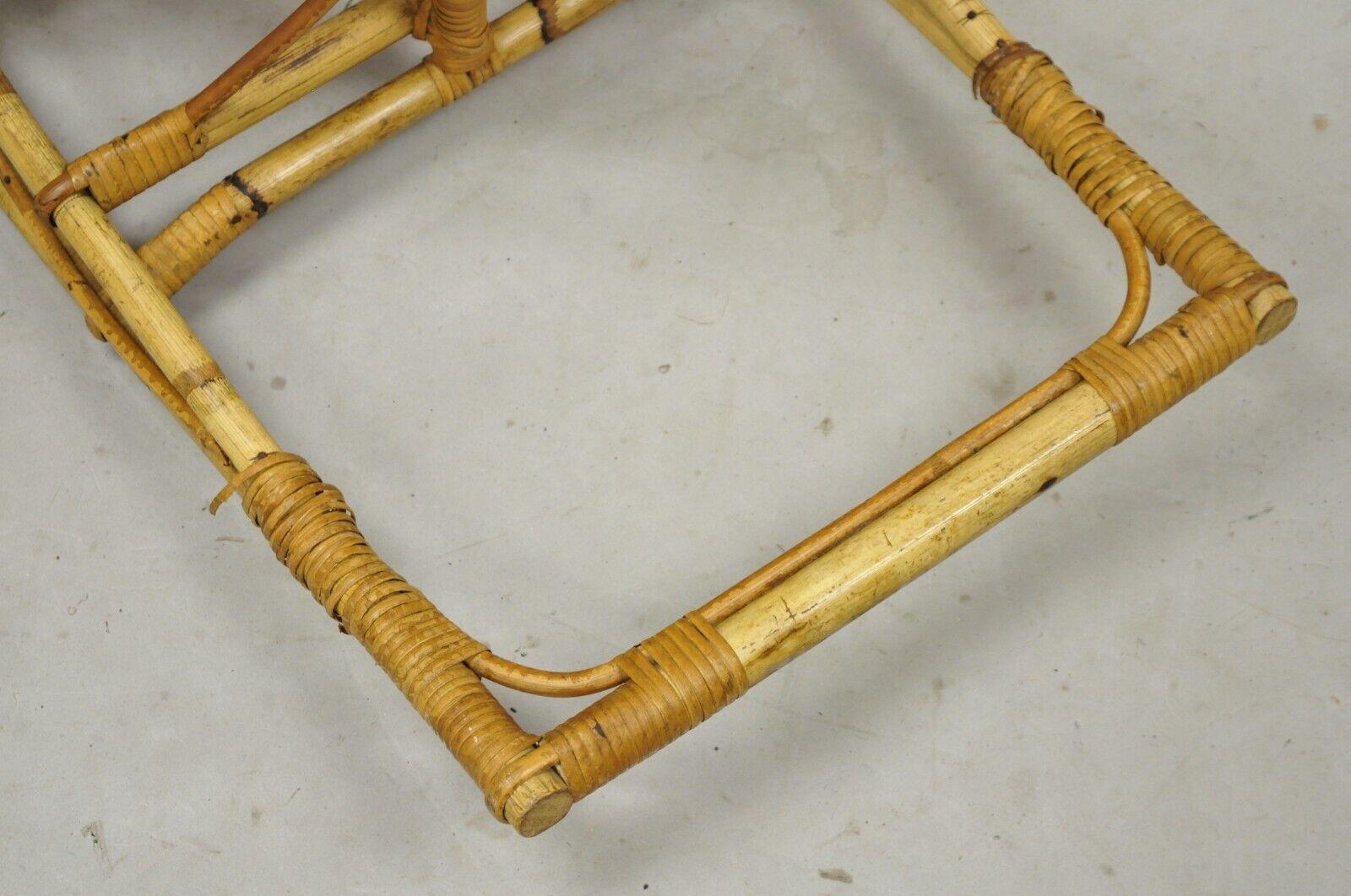 Bamboo Vtg Mid-Century Modern Wicker Rattan Figural Duck Rocker Bassinet Basket Crib For Sale