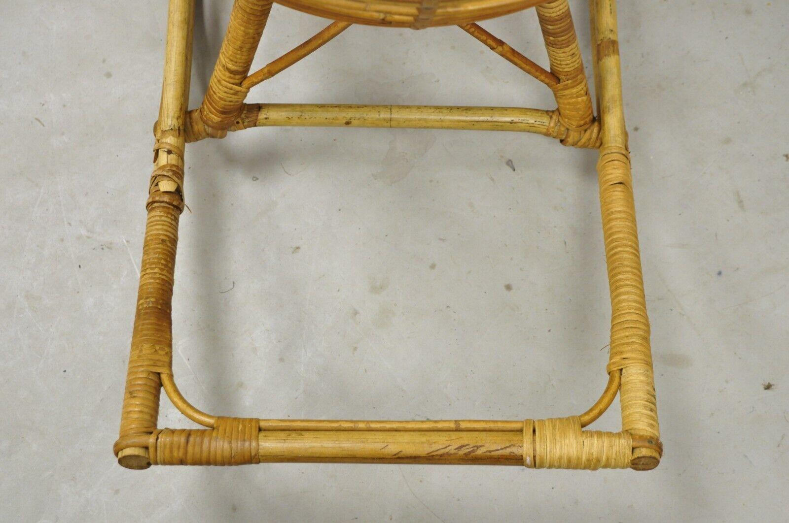 Vtg Mid-Century Modern Wicker Rattan Figural Duck Rocker Bassinet Basket Crib For Sale 1