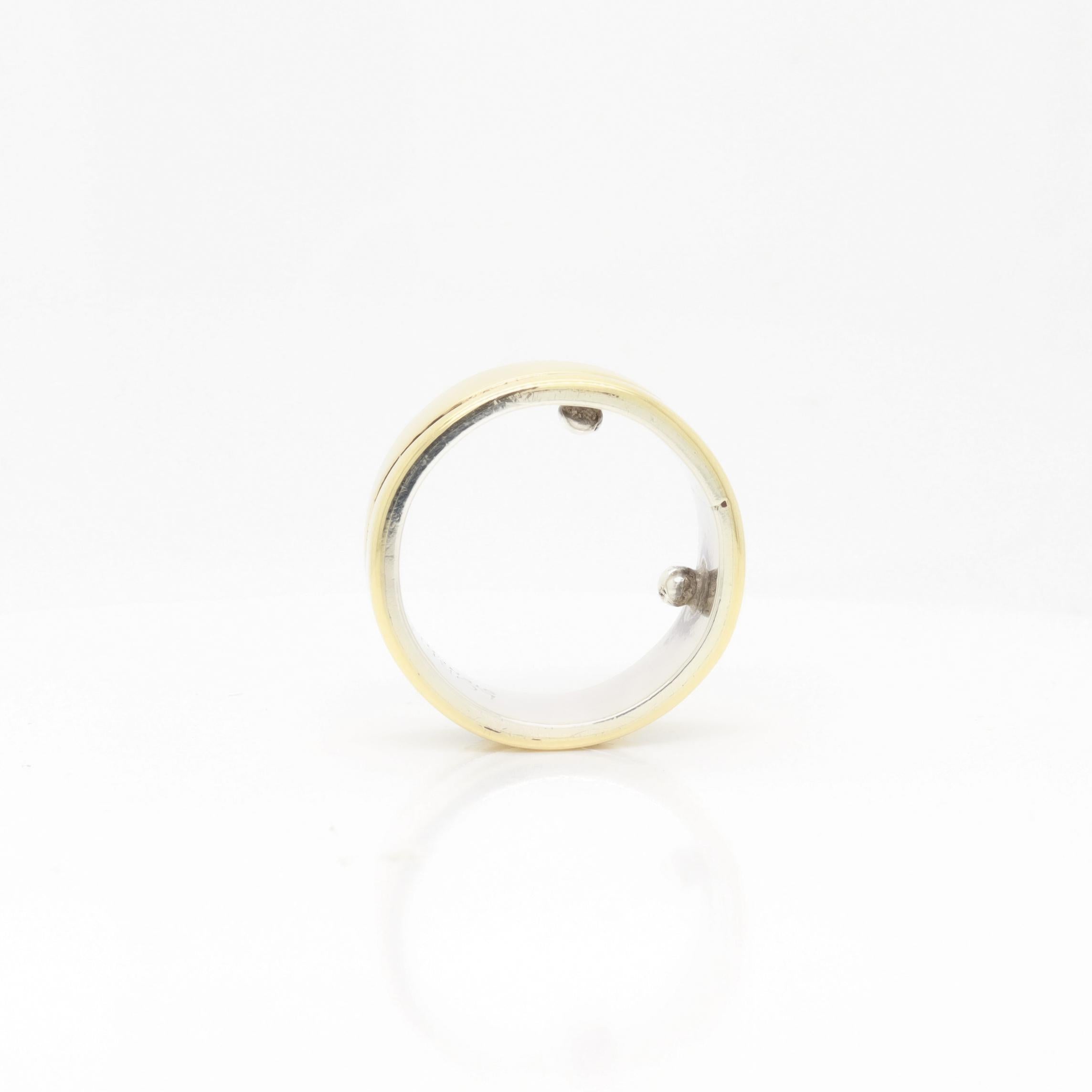 Vtg Mid-Century Modernist Paul Lobel Mixed Metal Gold/Silver Cigar Band Ring For Sale 6