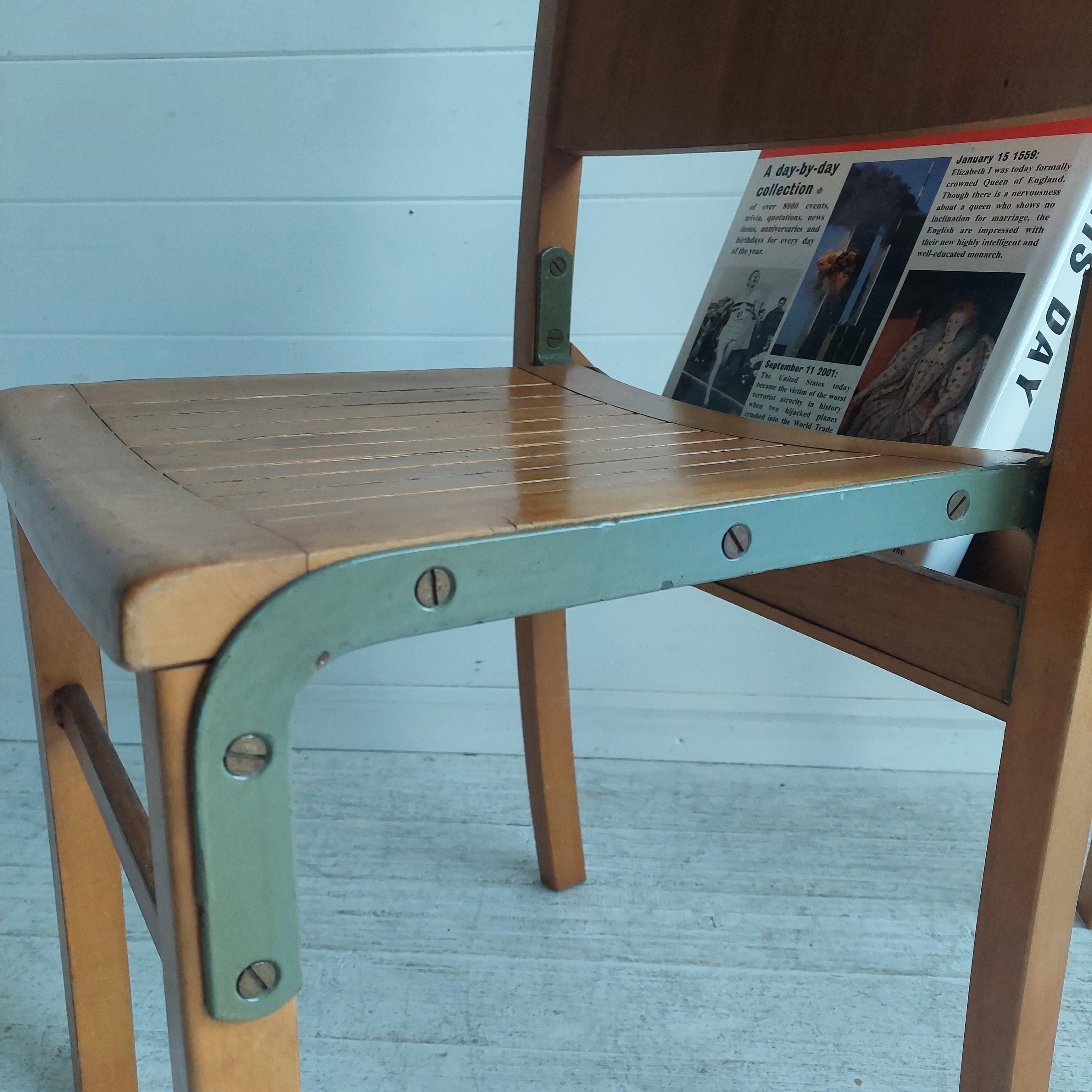 Vtg Mid Century Set Of 2 Beech Dining Chairs  school Scandinavian, 50s 4