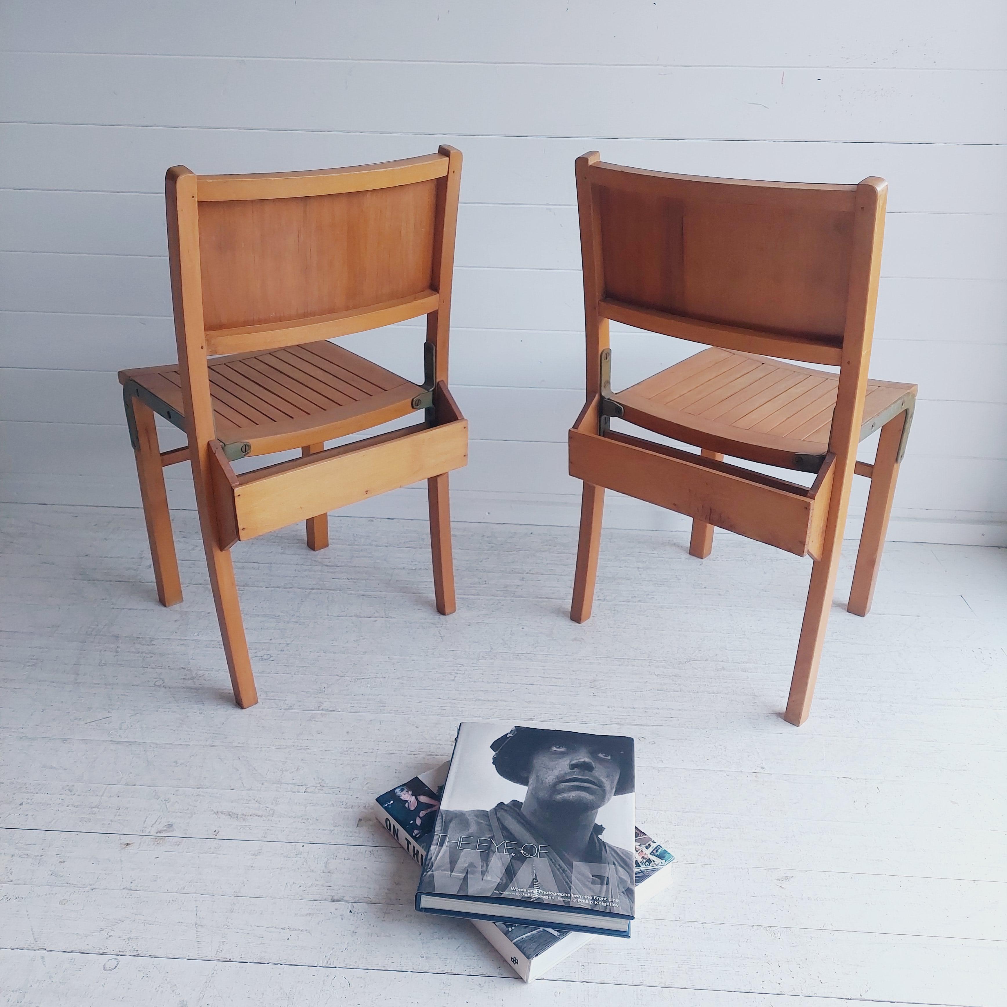 Metal Vtg Mid Century Set Of 2 Beech Dining Chairs  school Scandinavian, 50s