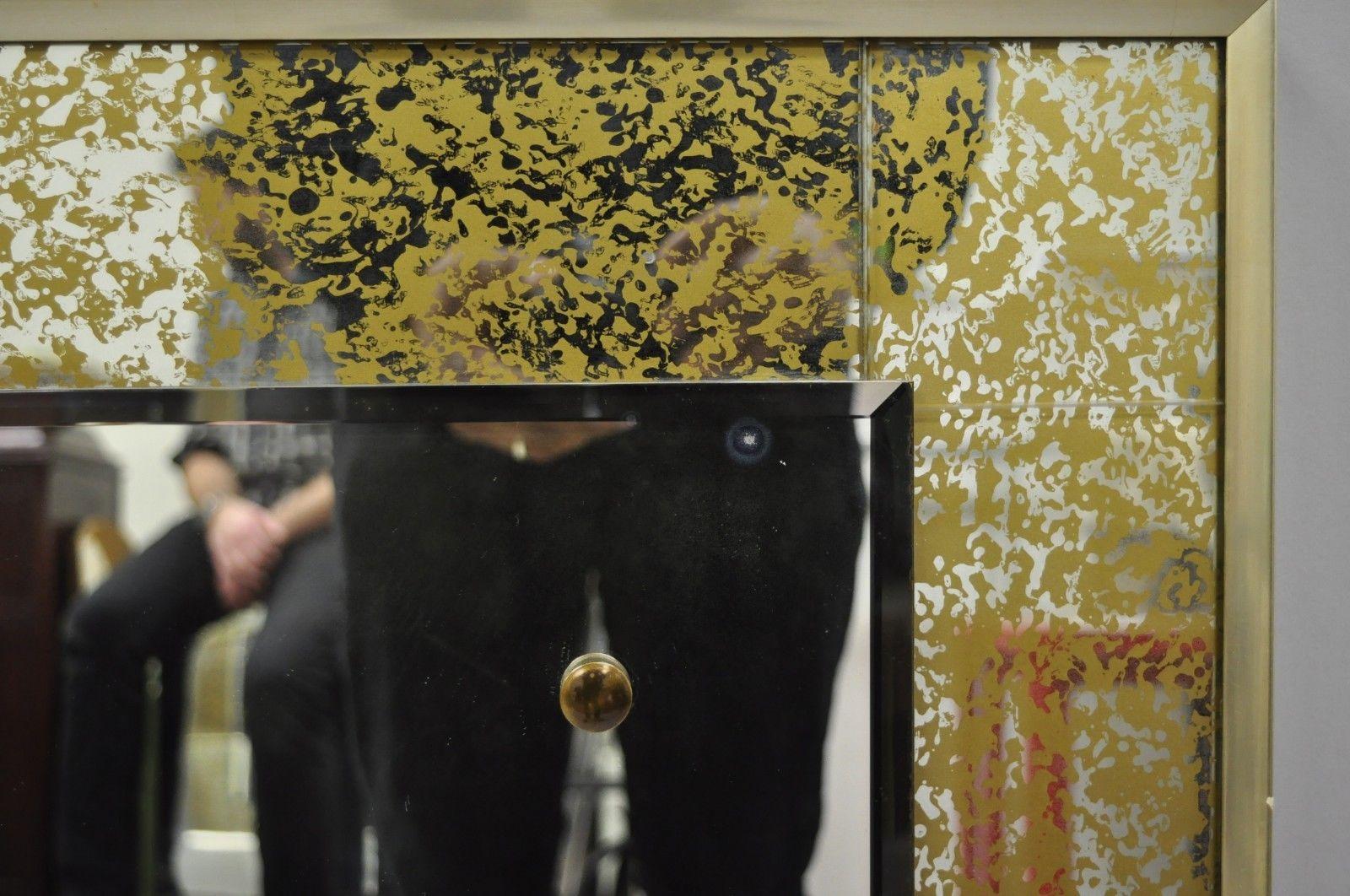 Swedish Modernist Mirror Verre Eglomise Gold Frame Josef Frank Attributed Made in Sweden