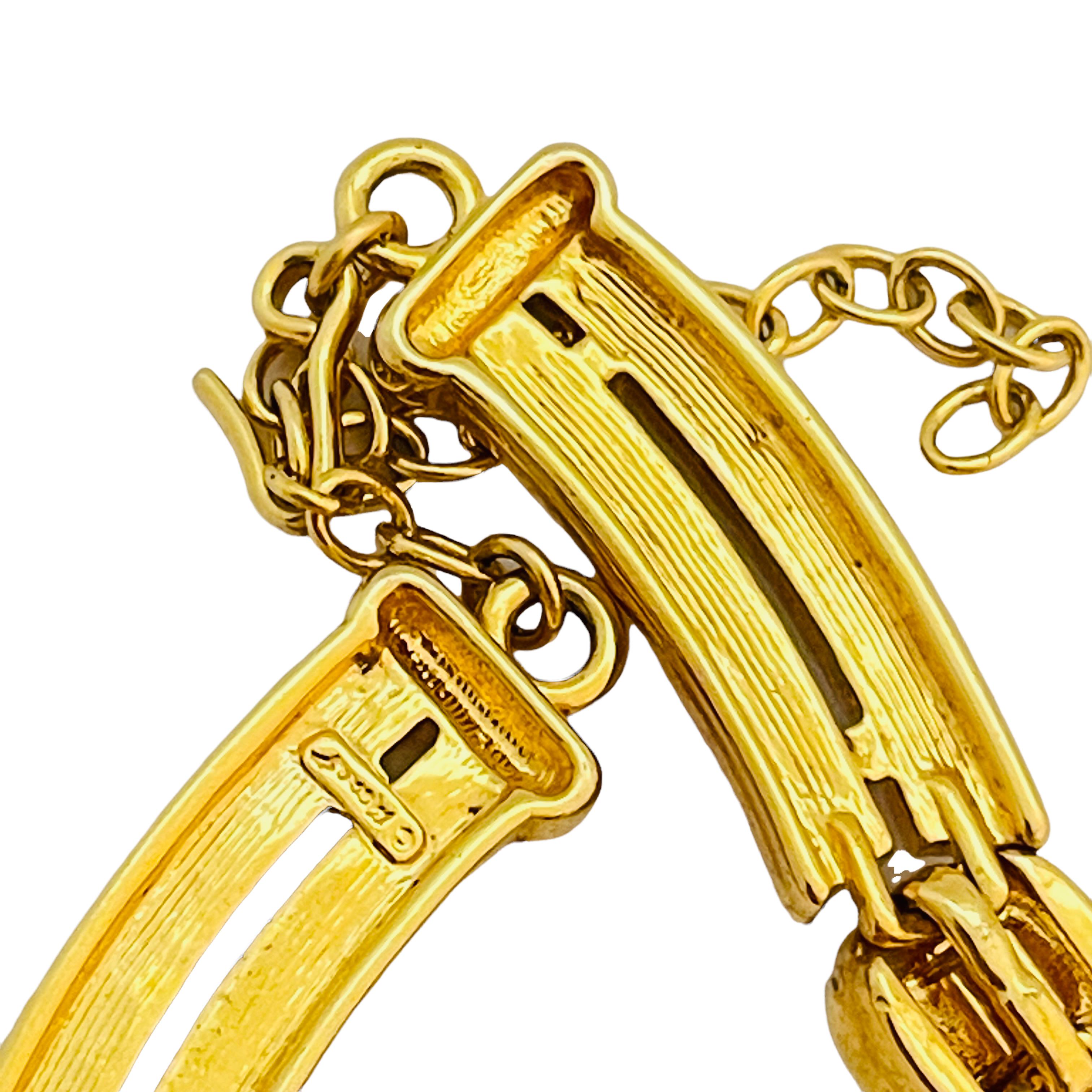 Vtg MONET Gold-Kristall-Emaille-Gliederhalskette Designer Laufsteg-Halskette im Zustand „Hervorragend“ im Angebot in Palos Hills, IL