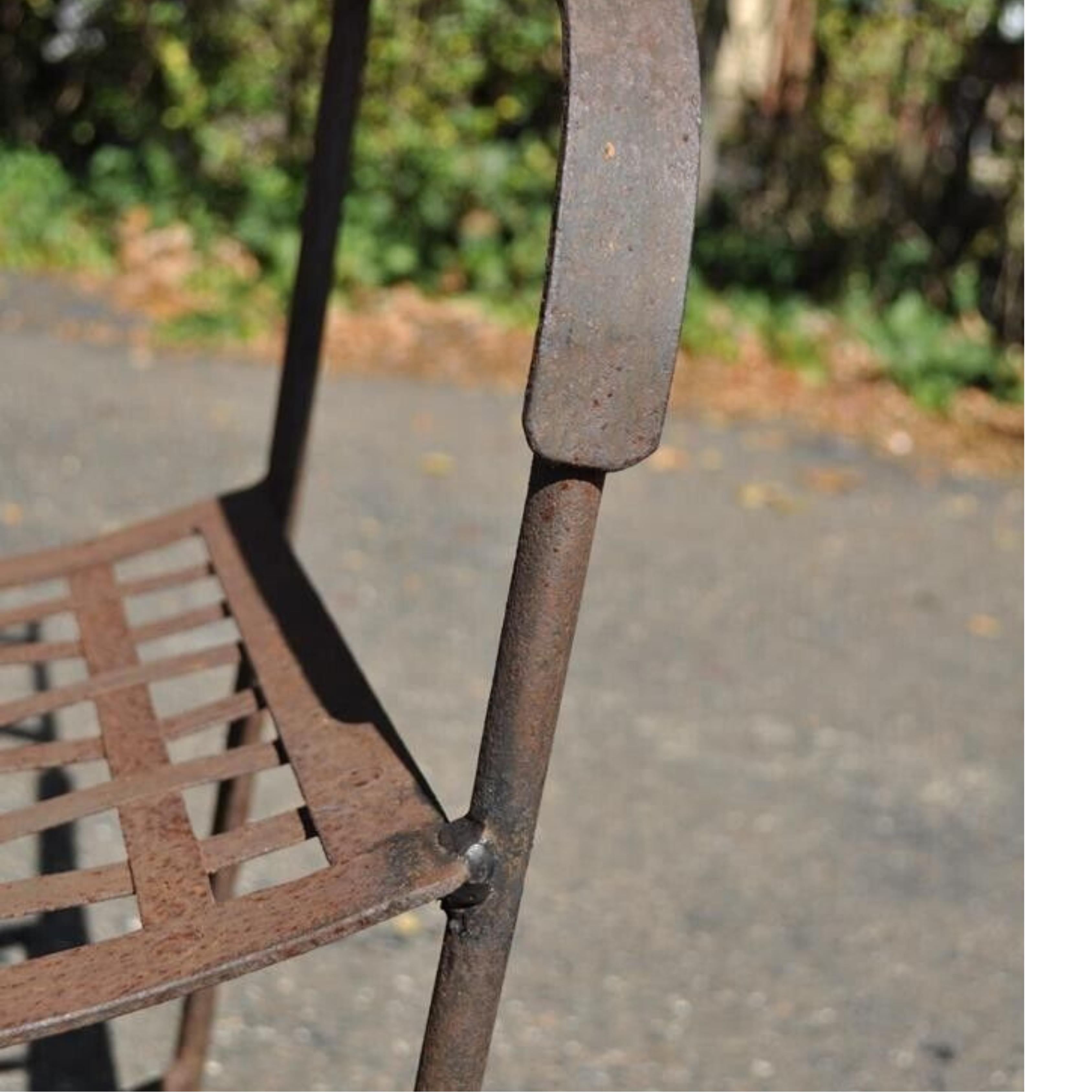 Vtg Neoclassical Regency Style Iron X Form Stretcher Garden Arm Chairs - a Pair For Sale 5