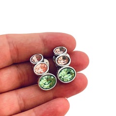 Nolan Miller, orecchini a clip in vetro d'argento, designer di passerelle.