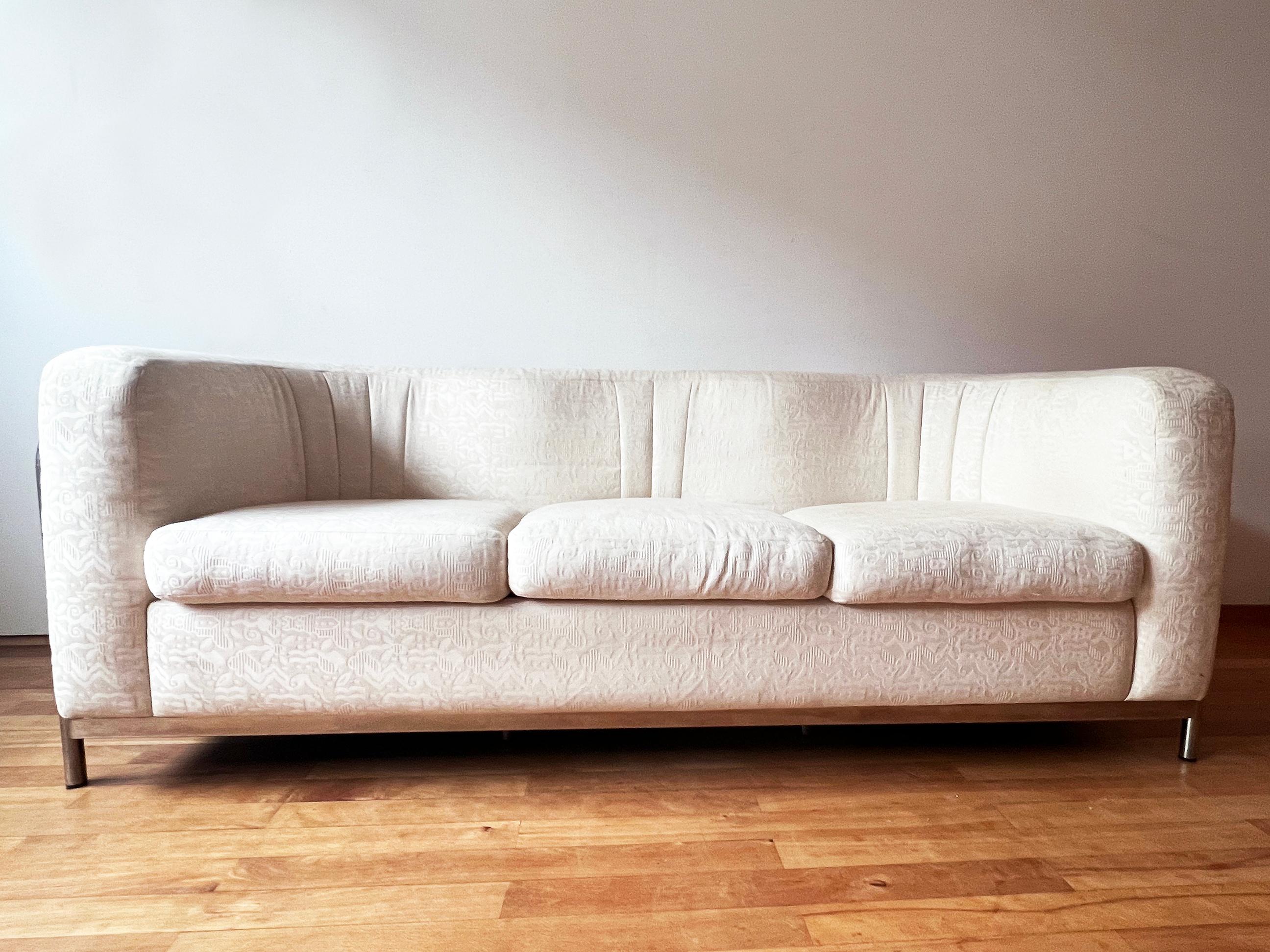 Vtg 'Onda' Sofa by De Pas D’Urbino + Lomazzi for Zanotta 1980s Cream + Chrome For Sale 1