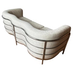 Vtg 'Onda' Sofa by De Pas D’Urbino + Lomazzi for Zanotta 1980s Cream + Chrome