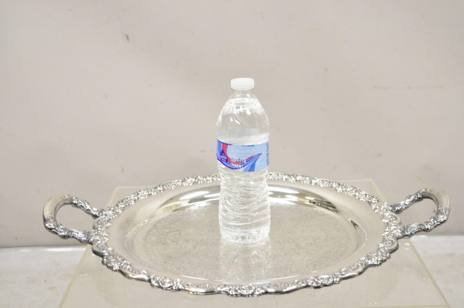 Vtg Oneida Estilo Victoriano Plato redondo plateado Bandeja con asas en venta 5