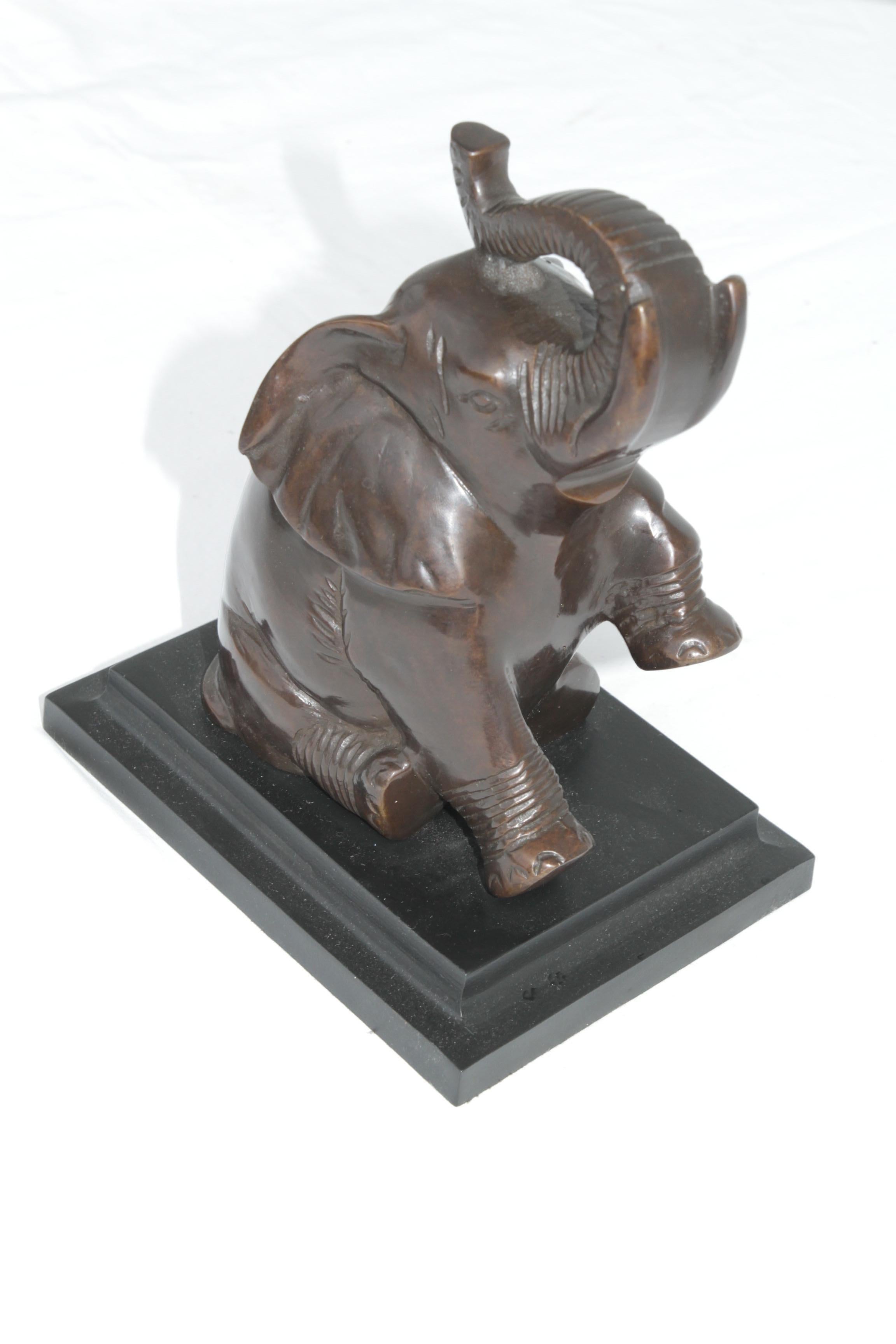 Coppia ART DECO Baby Elephant BookEnds Vtg in metallo bronzato in vendita 7