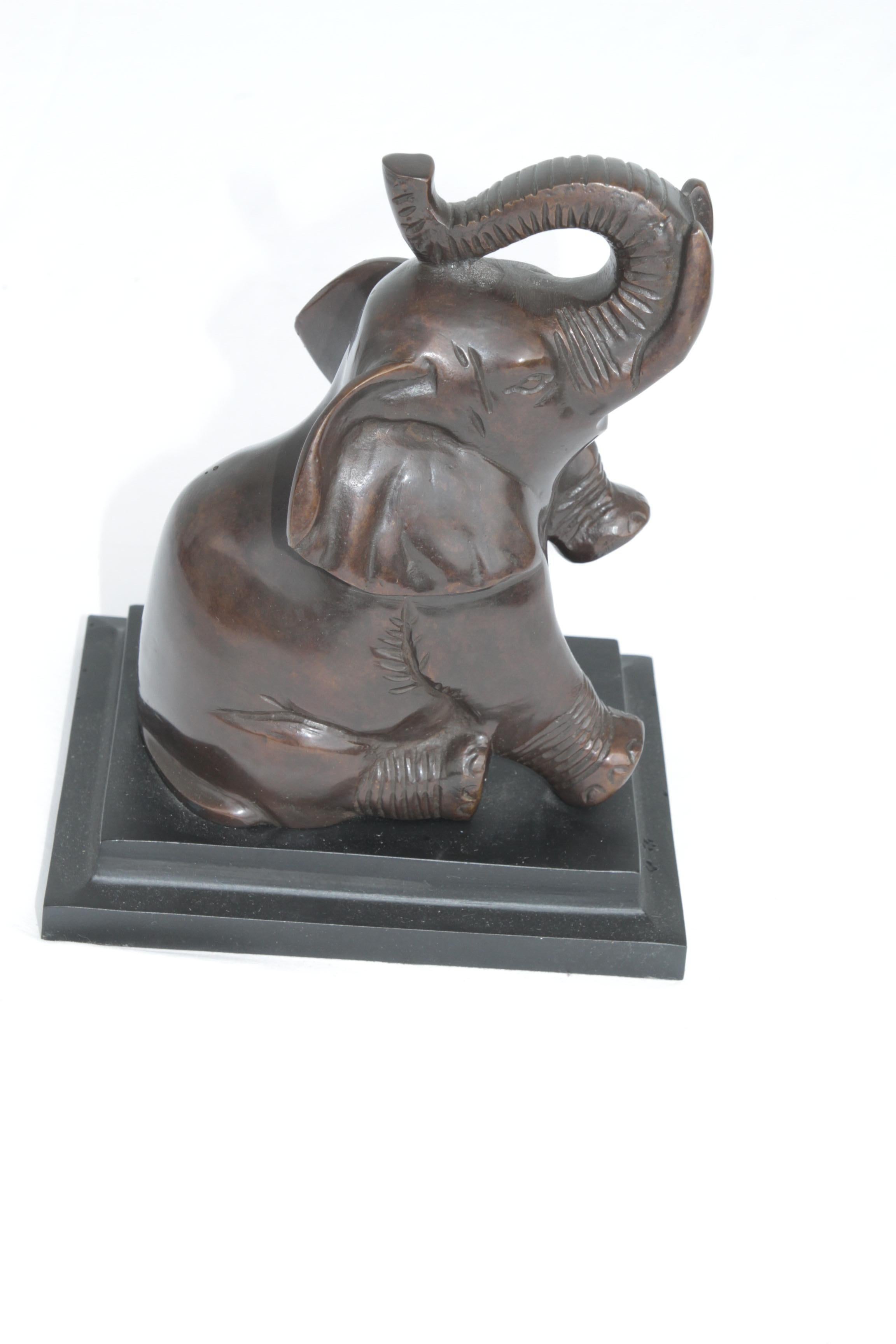 Coppia ART DECO Baby Elephant BookEnds Vtg in metallo bronzato in vendita 8