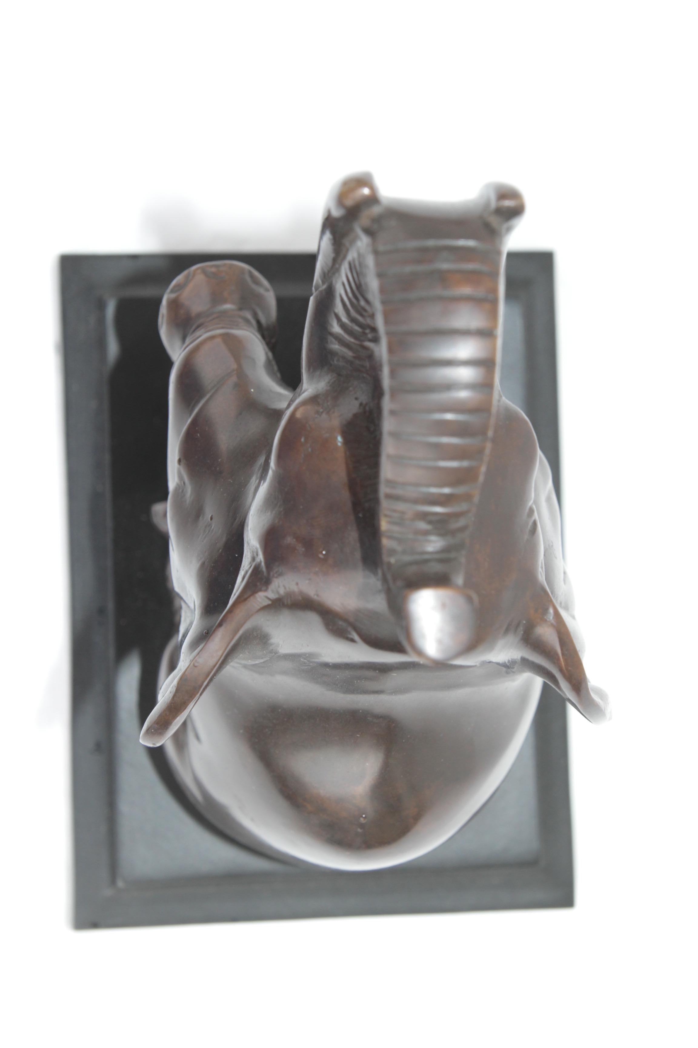 Coppia ART DECO Baby Elephant BookEnds Vtg in metallo bronzato in vendita 11