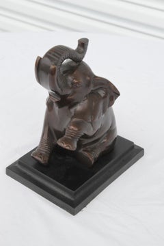 Vtg Pair of Bronze Metal ART DECO Baby Elephant Book Ends