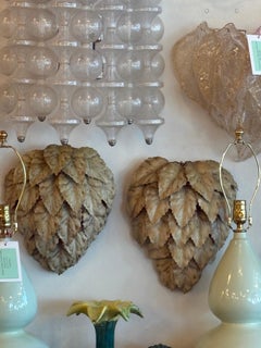 Vtg Pair Italian Tole Metal Leaf Leaves Wall Light Sconces Newly Wired 3 of 3