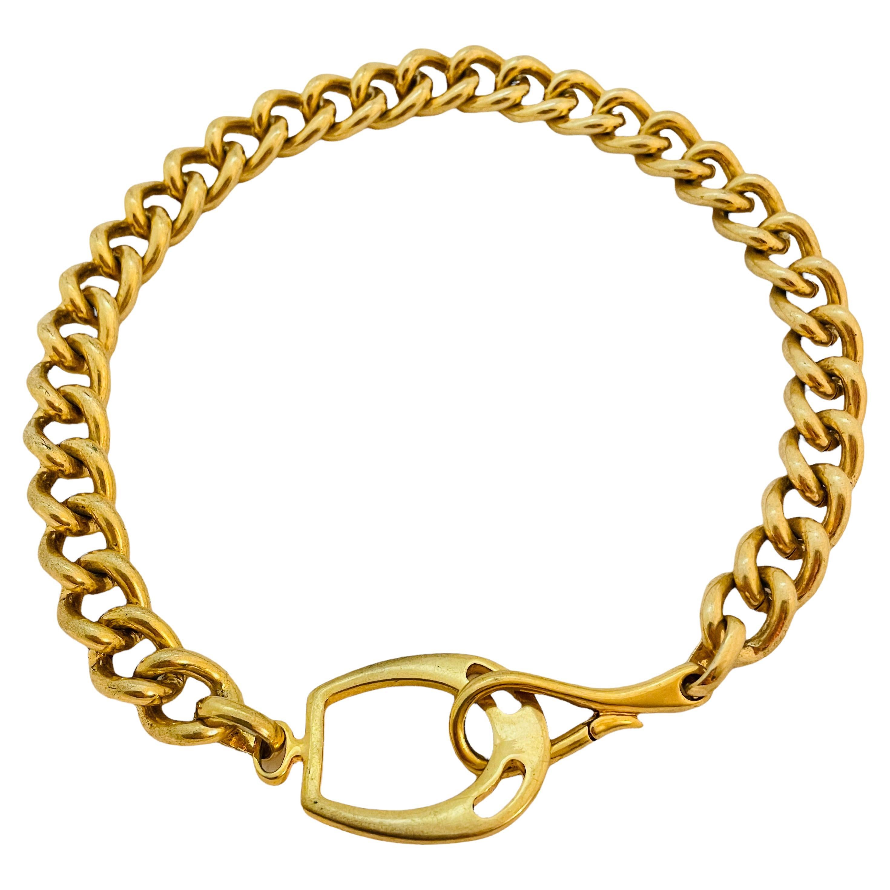 Vtg RALPH LAUREN gold chain necklace designer runway