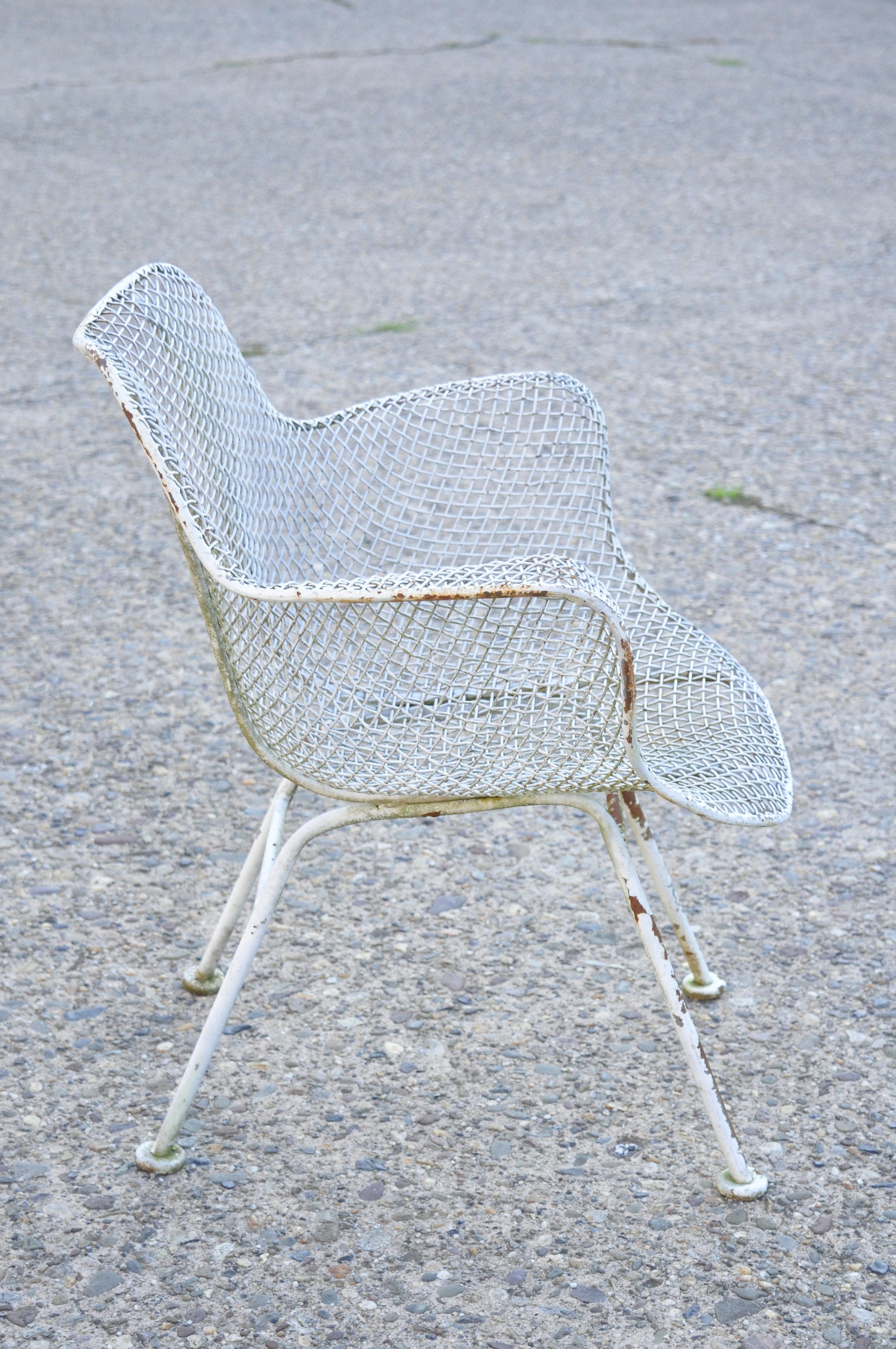 Vtg Russell Woodard Sculptura Metal Wrought Iron Arm Chair Mid-Century Modern In Good Condition In Philadelphia, PA