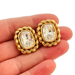 Vtg SAL SWAROVSKI Gold-Kristall-Ohrringe Designer Laufsteg-Ohrringe