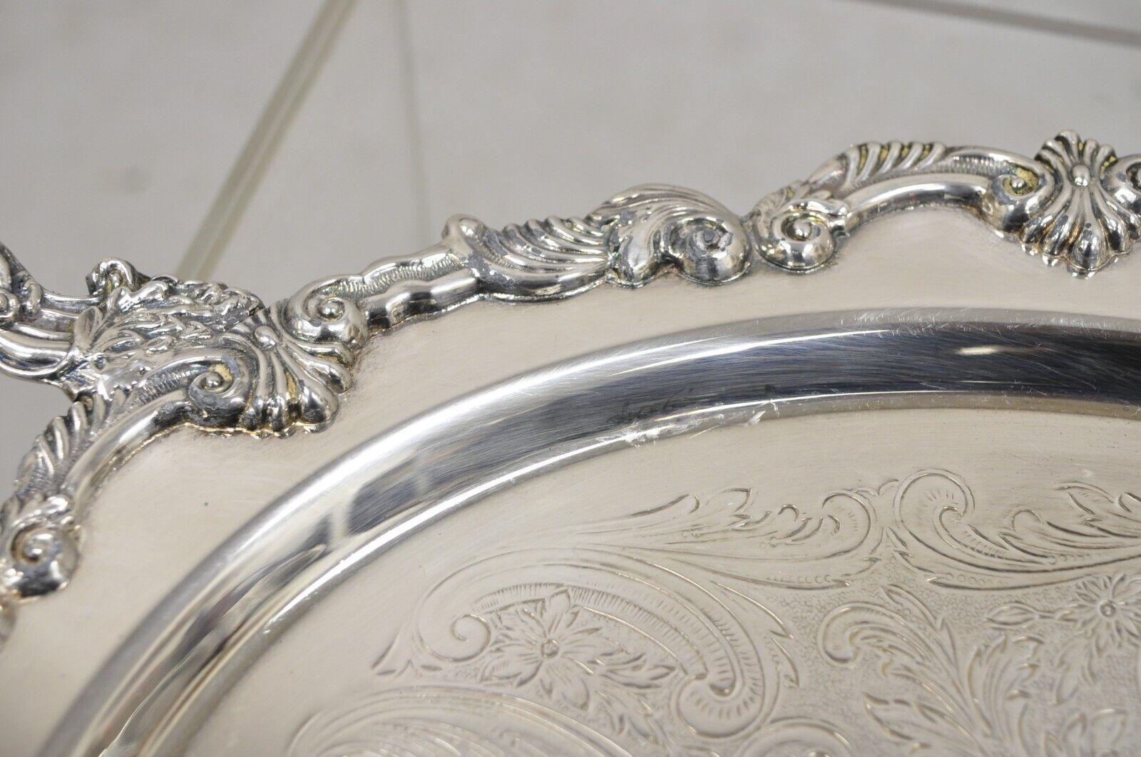 Vtg Sheffield English Victorian Style Silver Plated Oval Serving Platter Tray For Sale 7