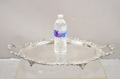 Vtg Sheffield English Victorian Style Silver Plated Oval Serving Platter Tray