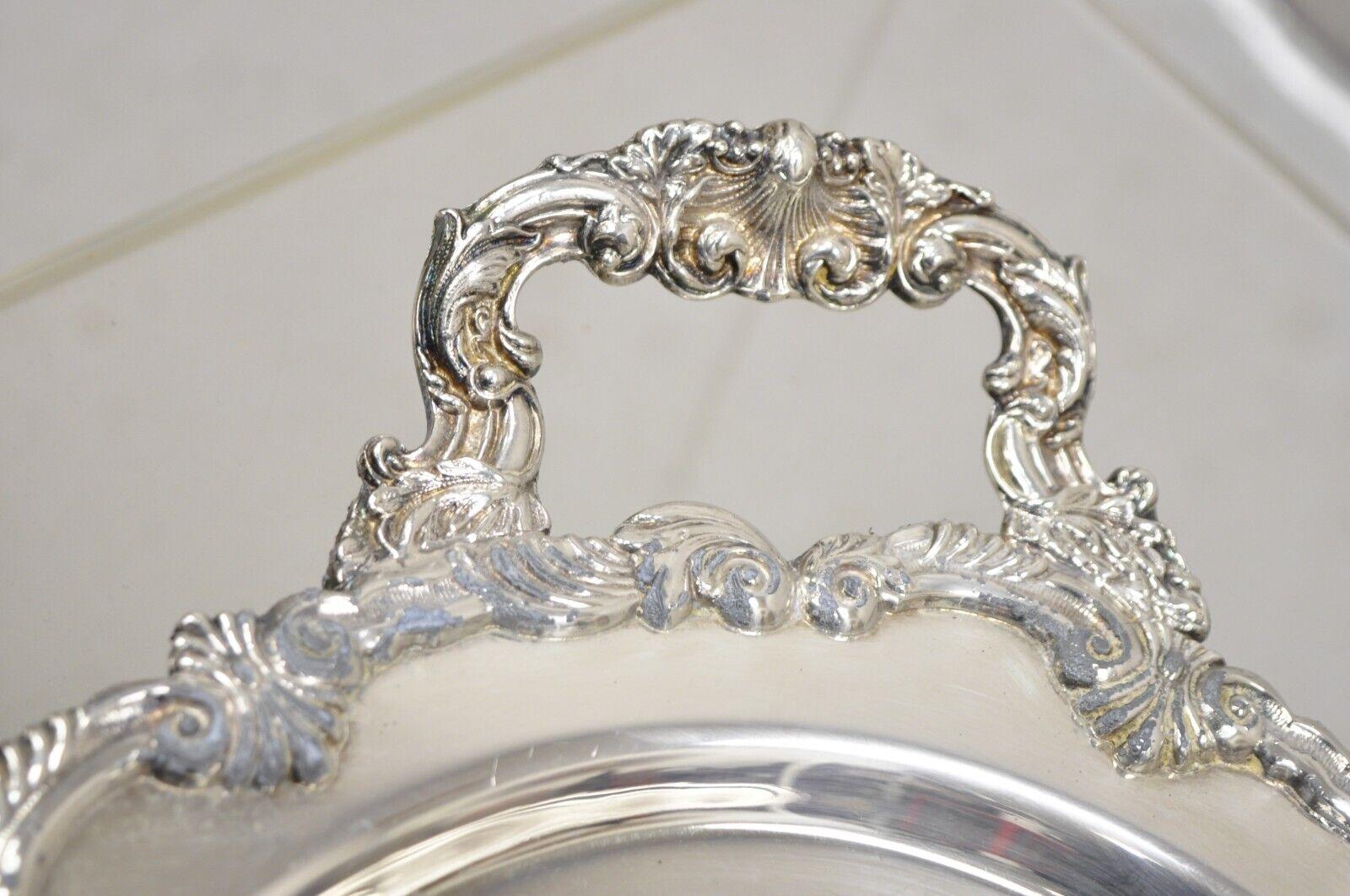 Vtg Sheffield English Victorian Style Silver Plated Oval Serving Platter Tray For Sale 2