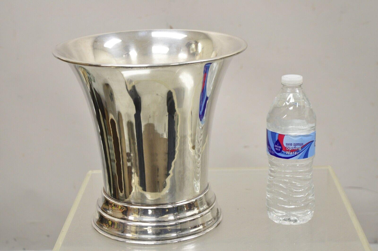 Vtg Silver Plated Modern Fluted Regency Style Champagne Chiller Wine Ice Bucket For Sale 6